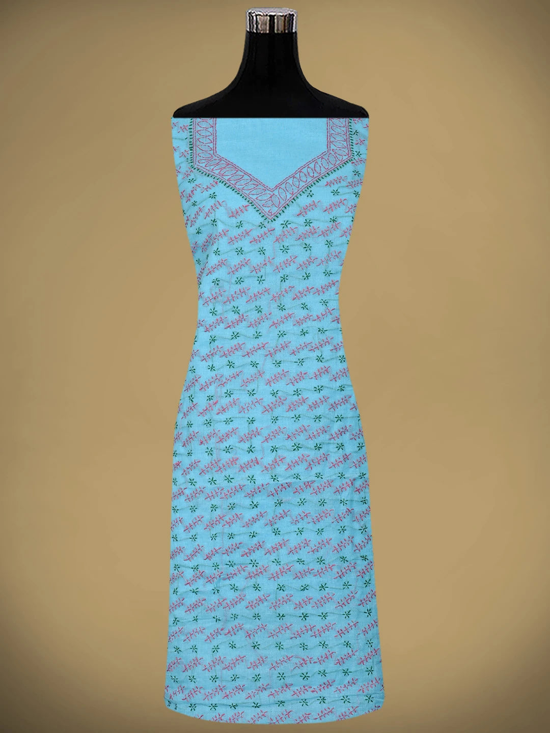 Ada Hand Embroidered Blue Cotton Lucknowi Chikankari Unstitched Suit Piece 01A893892