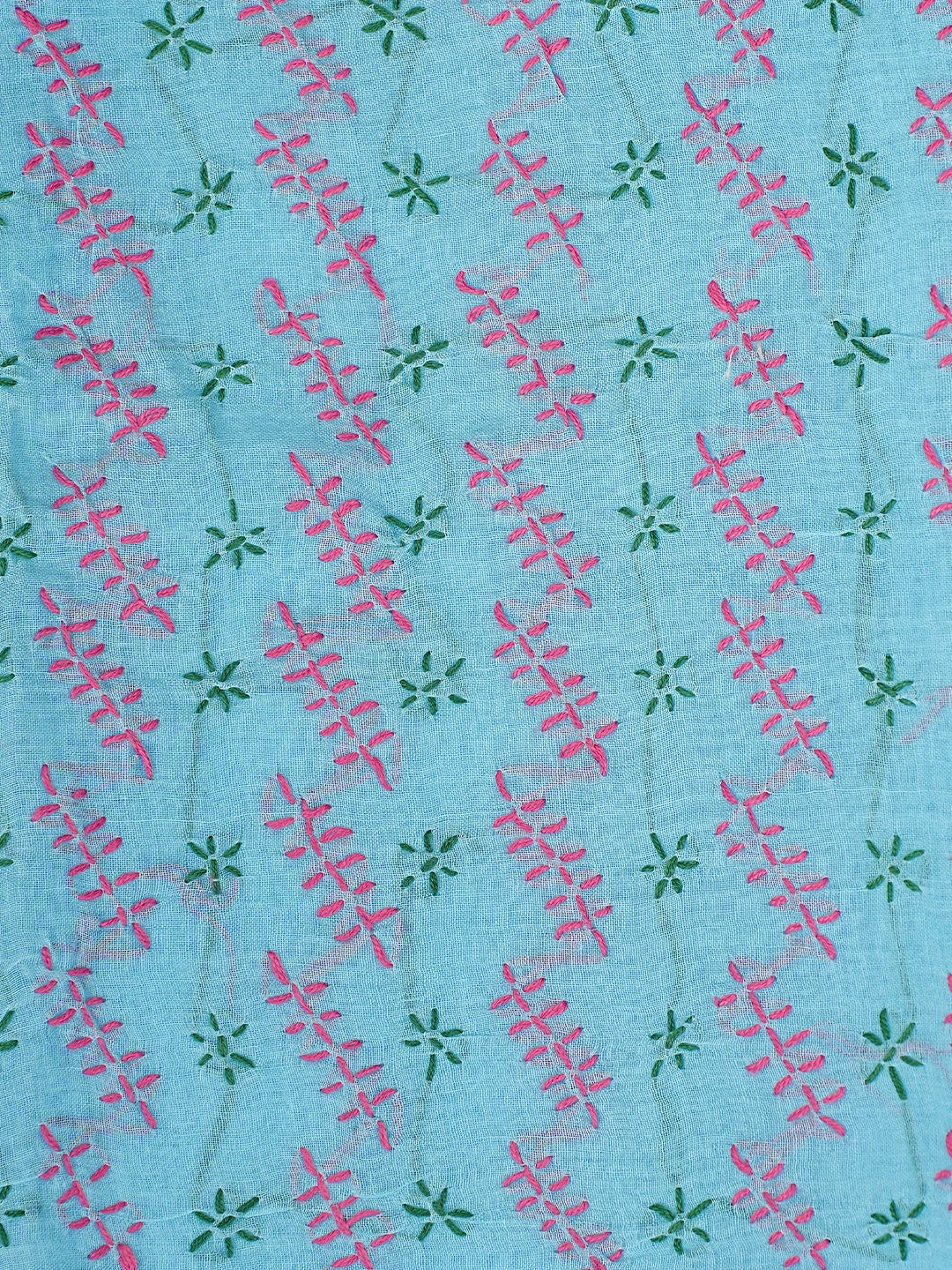Ada Hand Embroidered Blue Cotton Lucknowi Chikankari Unstitched Suit Piece 01A893892