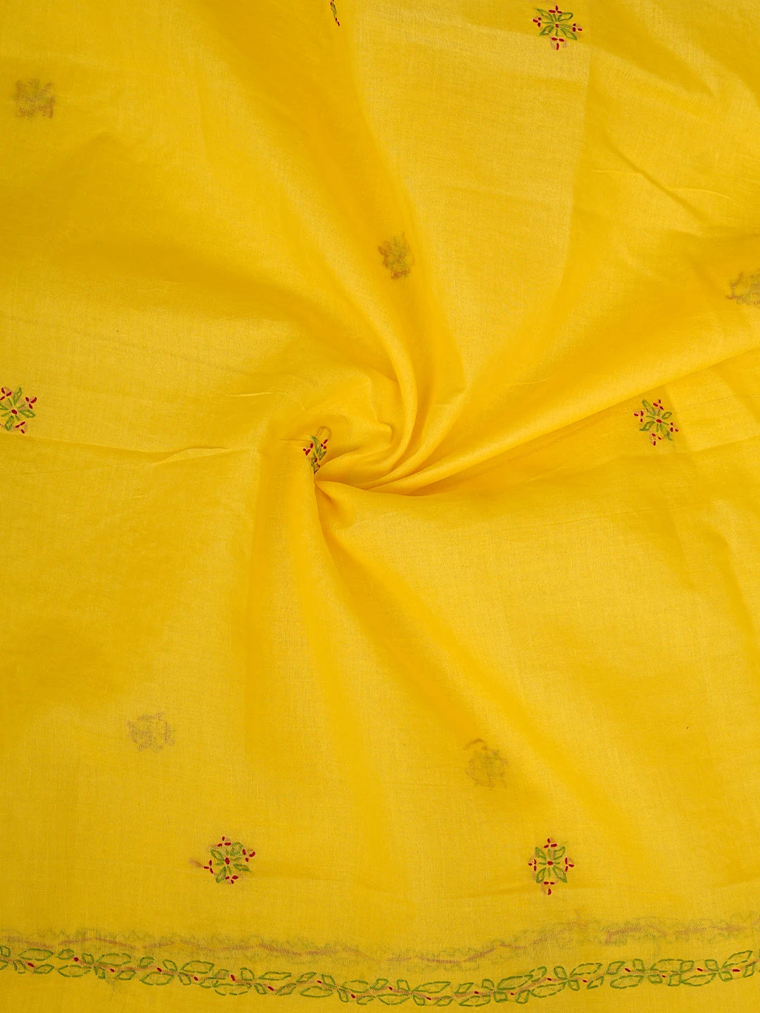 Ada Hand Embroidered Yellow Cotton Lucknowi Chikankari Unstitched Suit Piece 01A893888