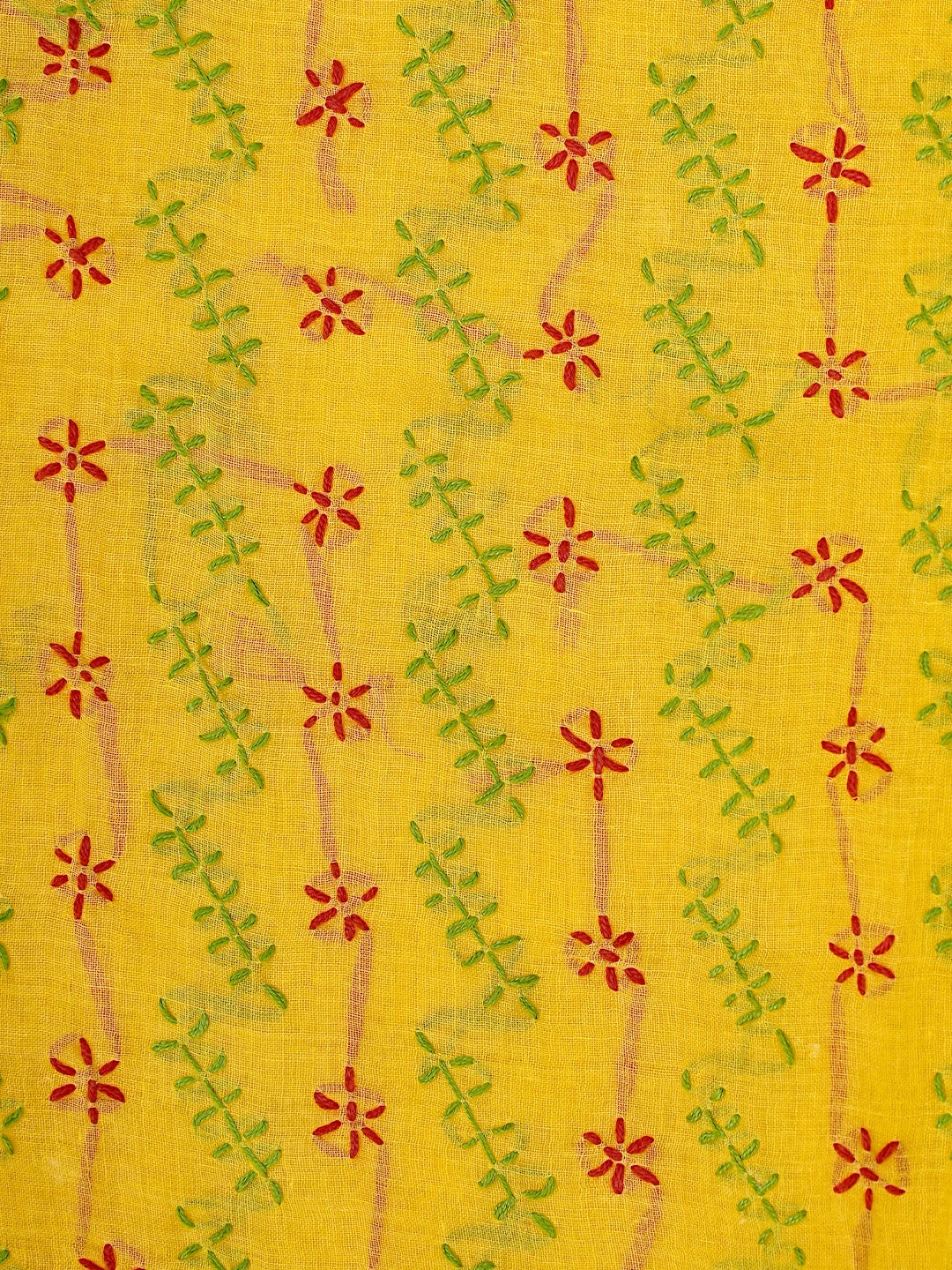 Ada Hand Embroidered Yellow Cotton Lucknowi Chikankari Unstitched Suit Piece 01A893888