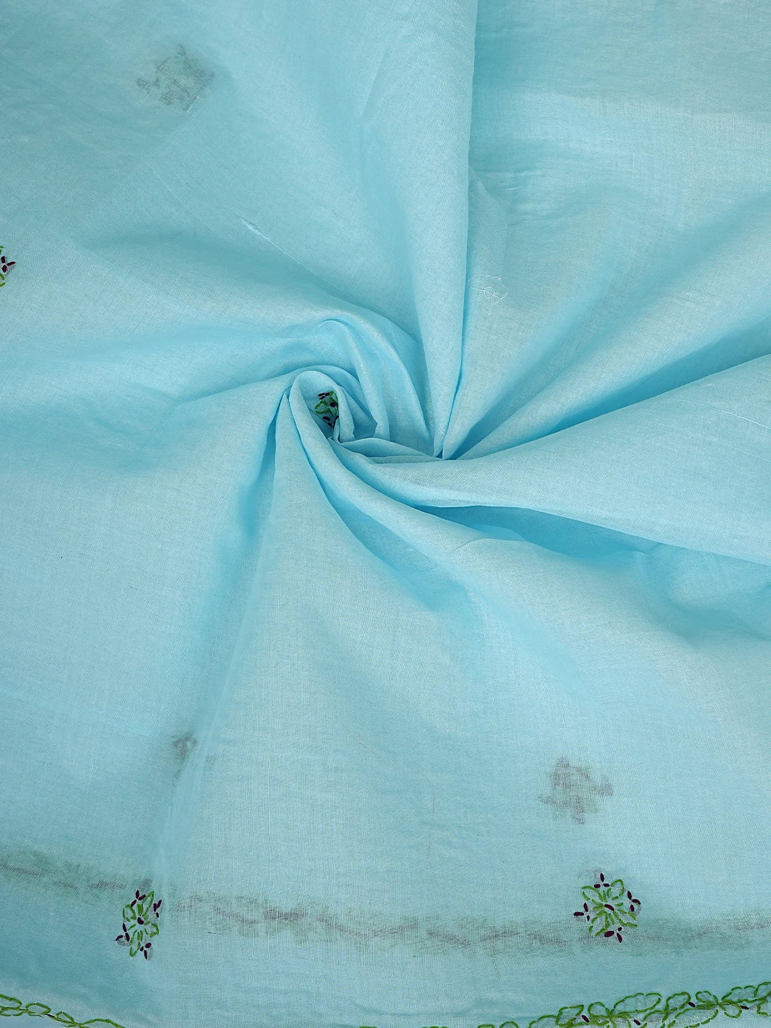 Ada Hand Embroidered Ice Blue Cotton Lucknowi Chikankari Unstitched Suit Piece 01A893896