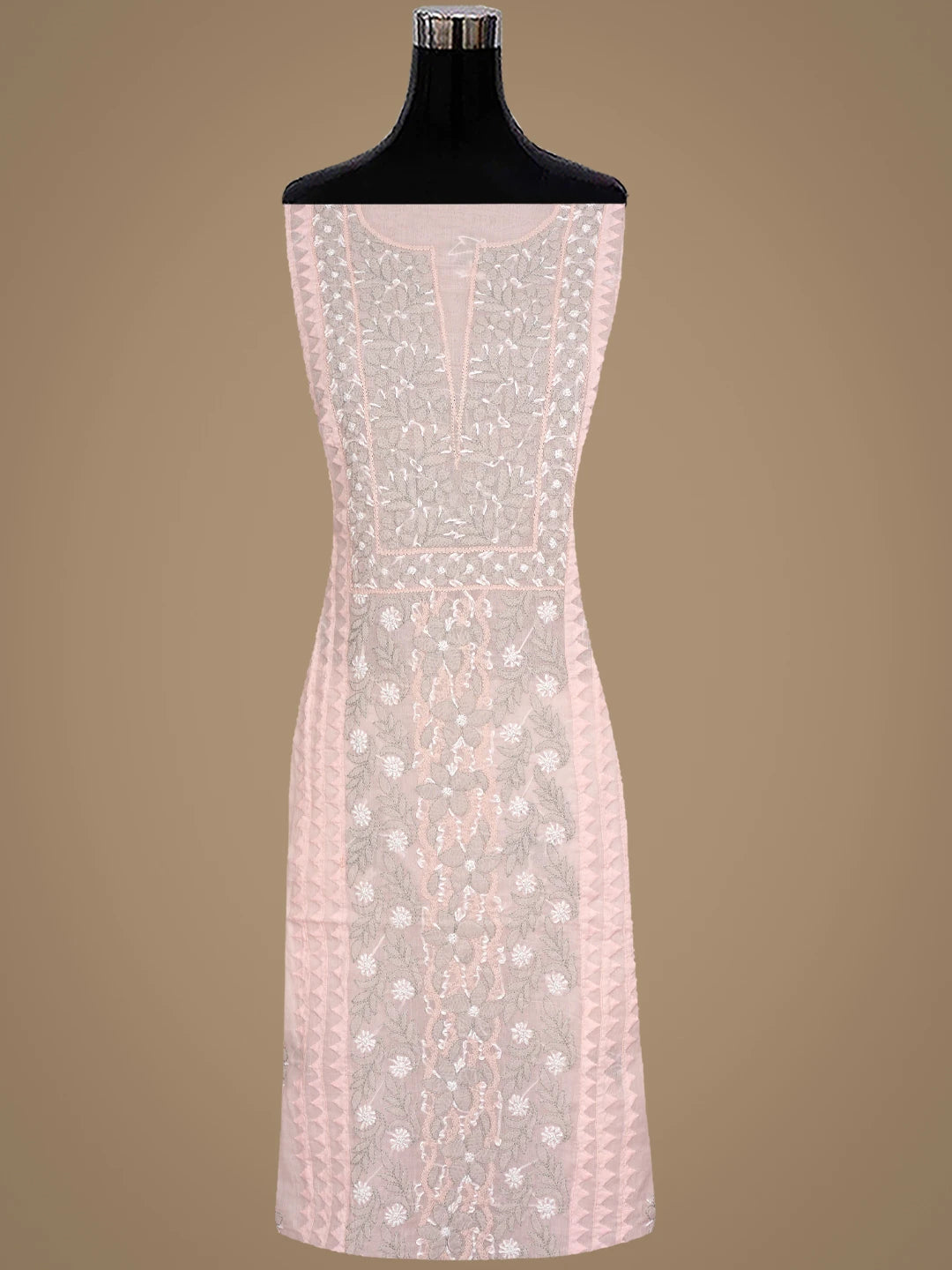 Ada Hand Embroidered Pink Cotton Lucknowi Chikankari Unstitched Suit Piece  with Chiffon Dupatta 01A879922