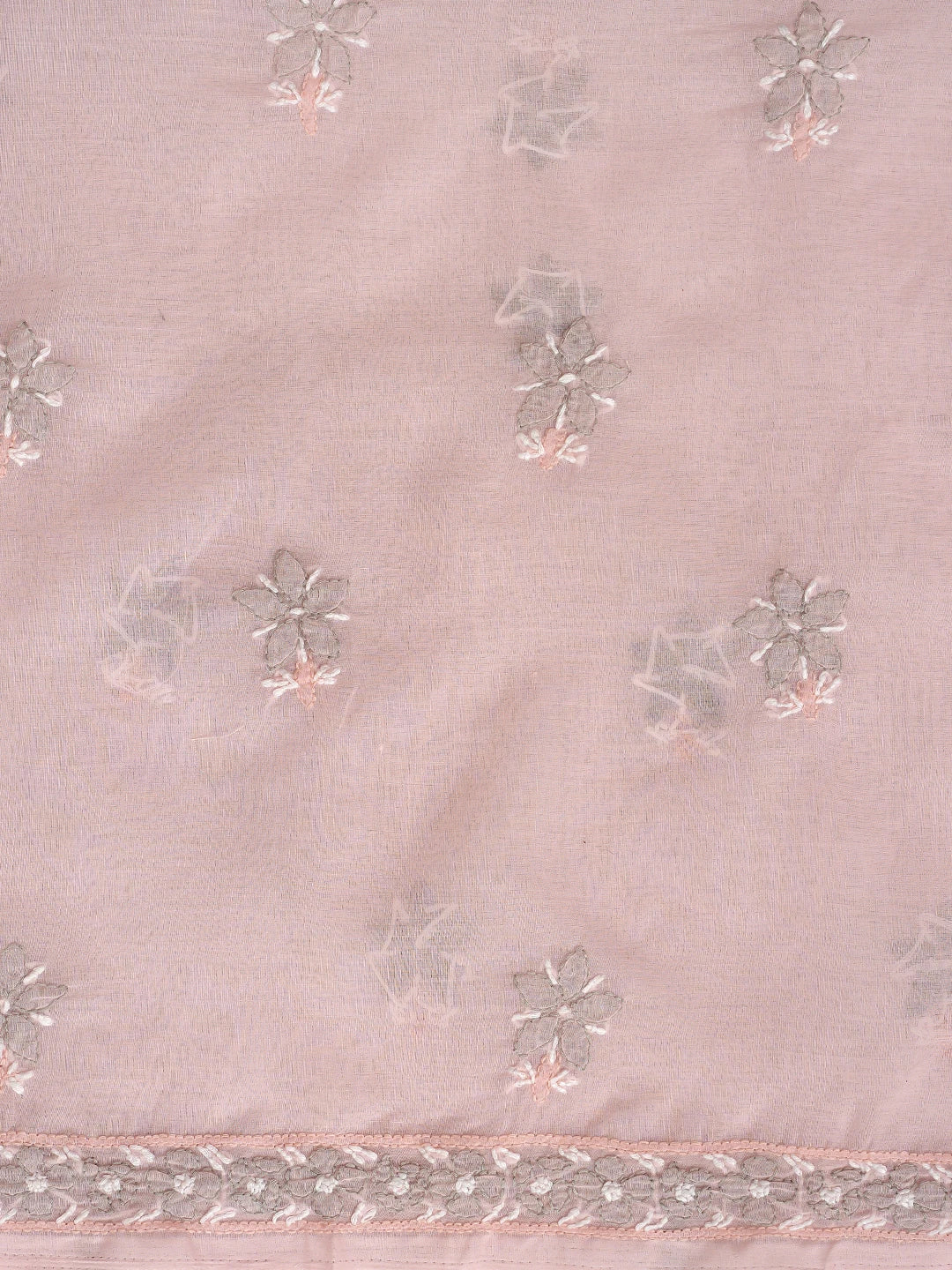 Ada Hand Embroidered Pink Cotton Lucknowi Chikankari Unstitched Suit Piece  with Chiffon Dupatta 01A879922