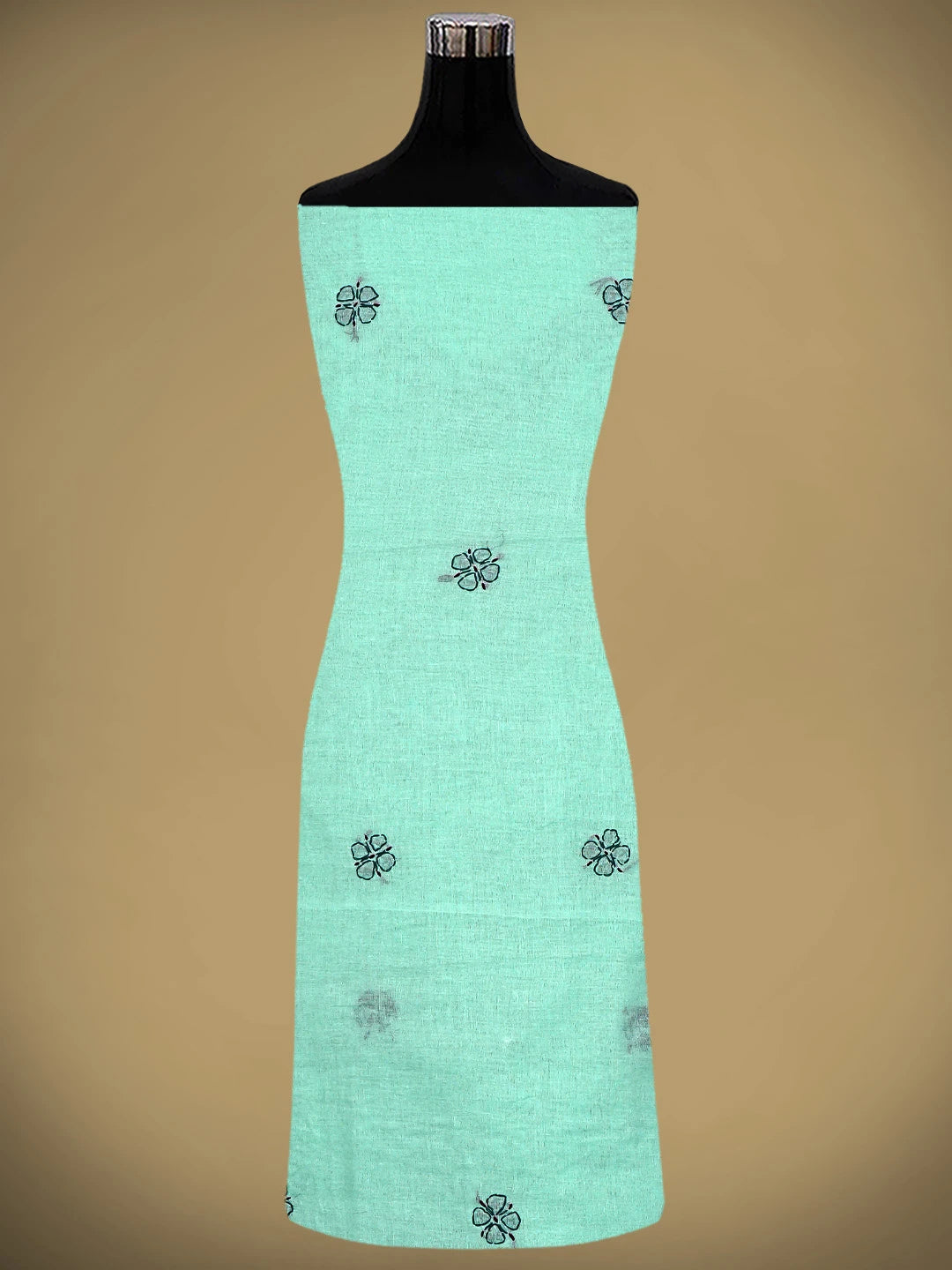 Ada Hand Embroidered Aquamarine  Turquoise Cotton Lucknowi Chikankari Unstitched Suit Piece 01A893906