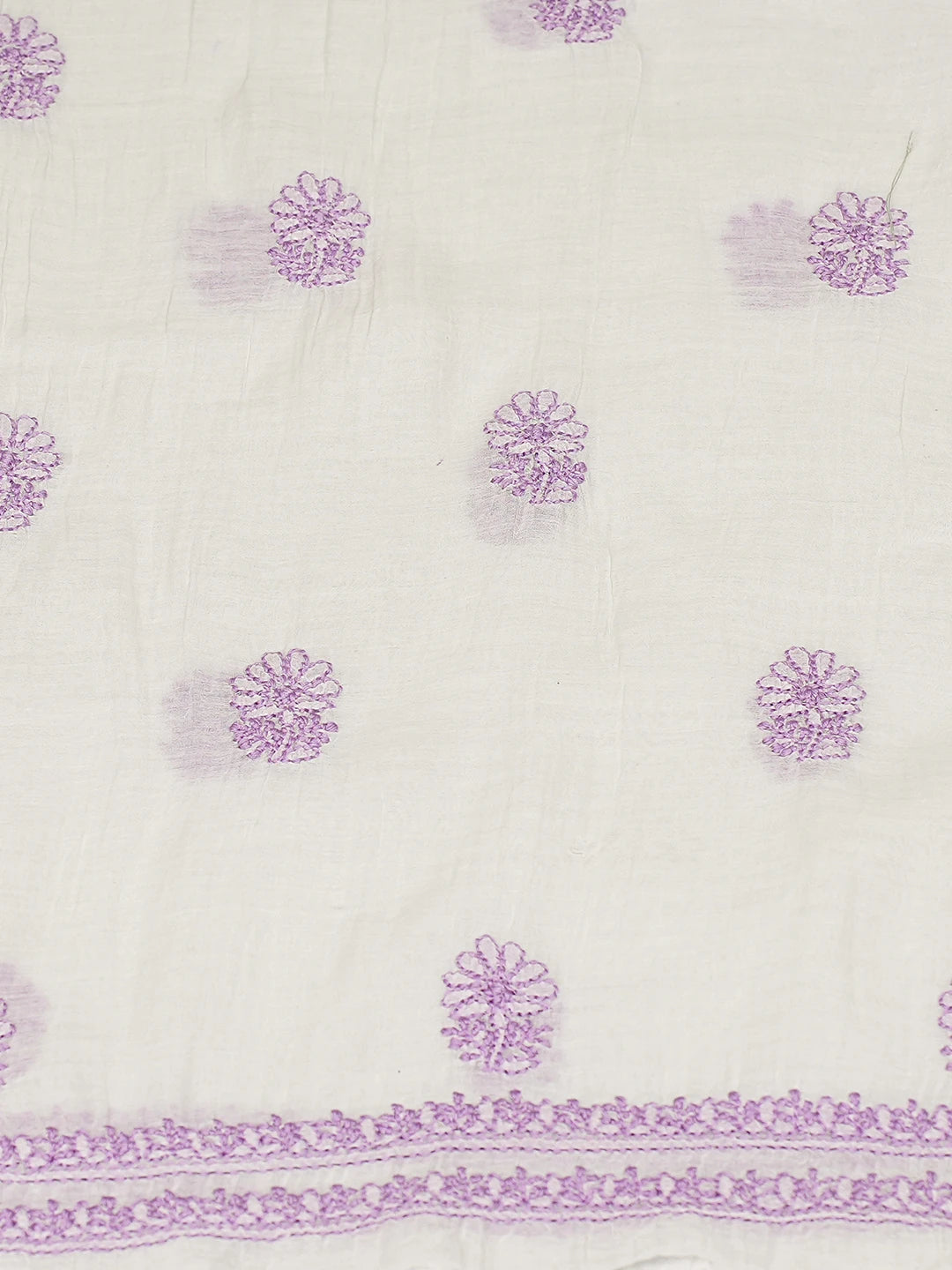Ada Hand Embroidered White Chanderi Lucknowi Chikankari Unstitched Kurta Dupatta Set 01A883041