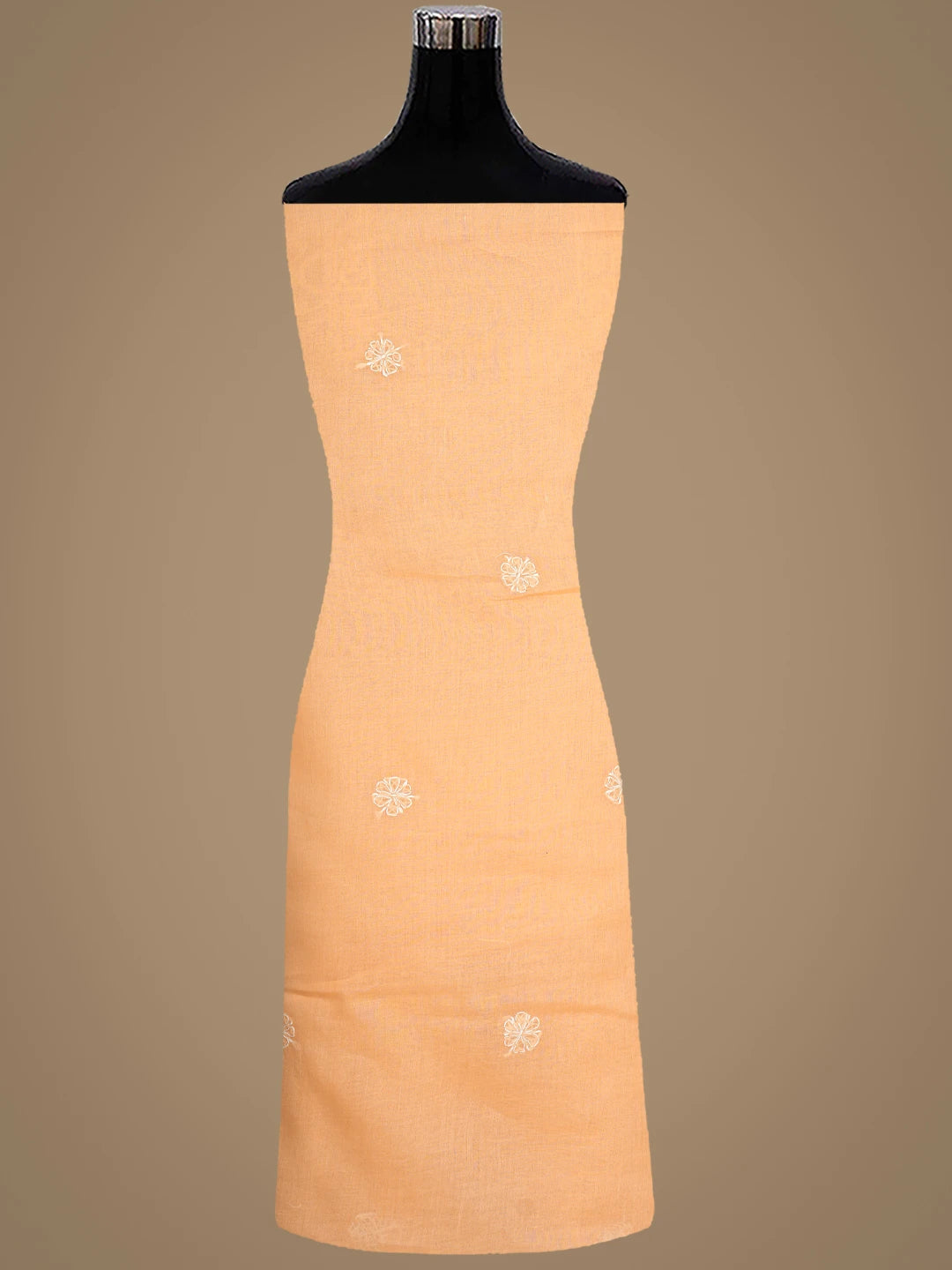 Ada Hand Embroidered Peach Cotton Lucknowi Chikankari Unstitched Suit Piece 01A882347