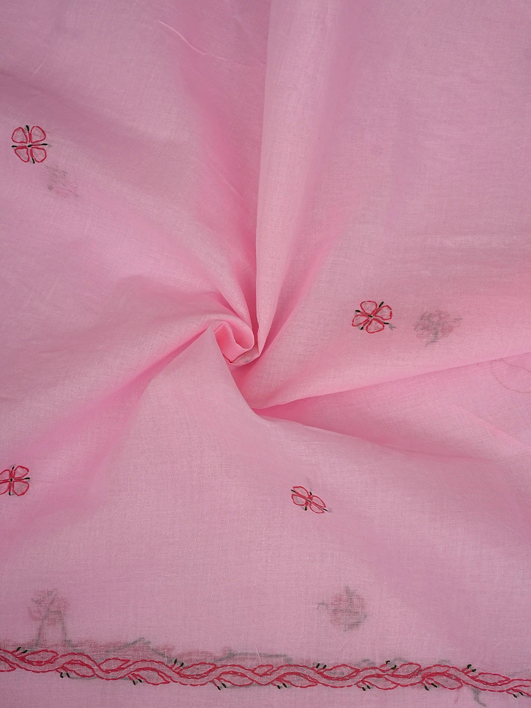 Ada Hand Embroidered Pink Cotton Lucknowi Chikankari Unstitched Suit Piece 01A893878