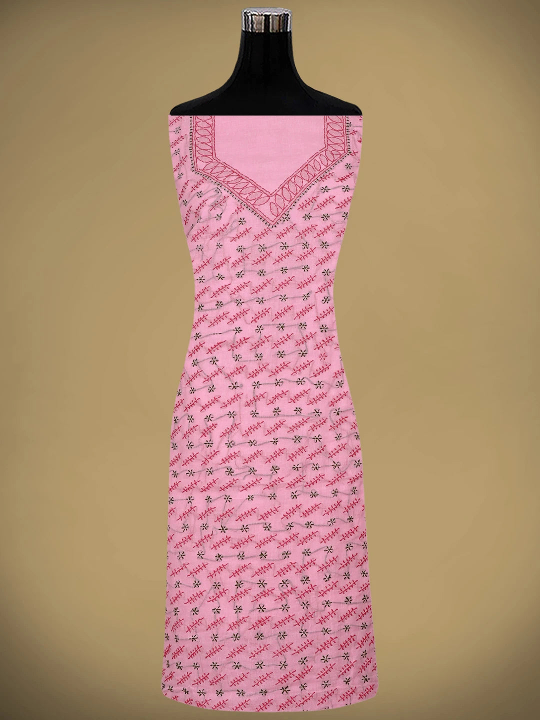 Ada Hand Embroidered Pink Cotton Lucknowi Chikankari Unstitched Suit Piece 01A893878