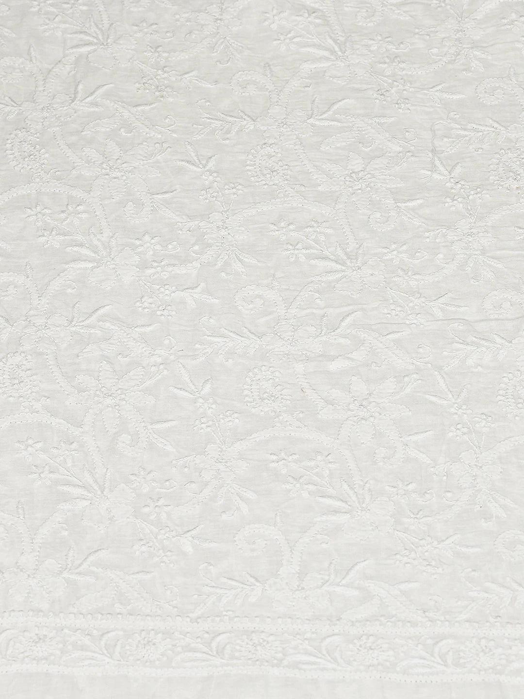 Ada Hand Embroidered White Cotton Lucknowi Chikankari Unstitched Kurta Dupatta Set 01A871221