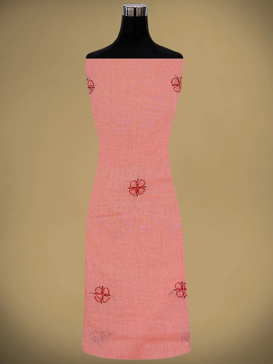 Ada Hand Embroidered Carrot Pink Cotton Lucknowi Chikankari Unstitched Suit Piece 01A893875