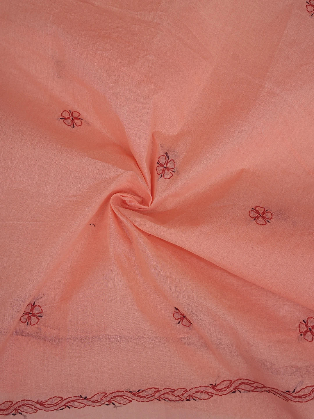 Ada Hand Embroidered Carrot Pink Cotton Lucknowi Chikankari Unstitched Suit Piece 01A893875