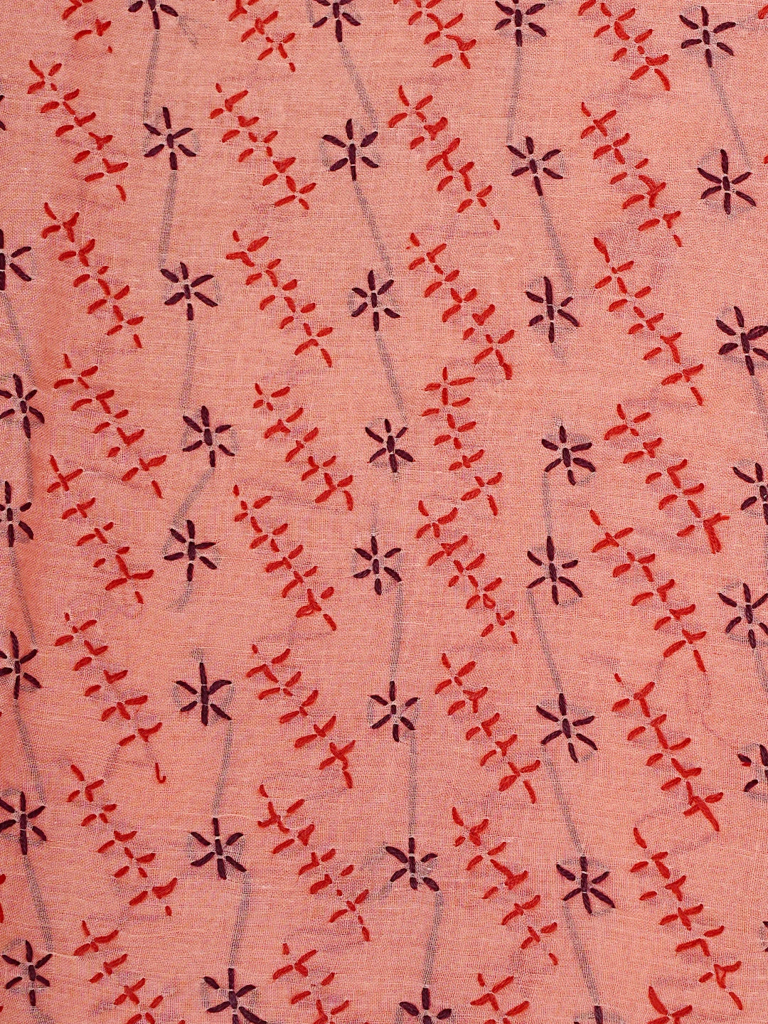 Ada Hand Embroidered Carrot Pink Cotton Lucknowi Chikankari Unstitched Suit Piece 01A893875