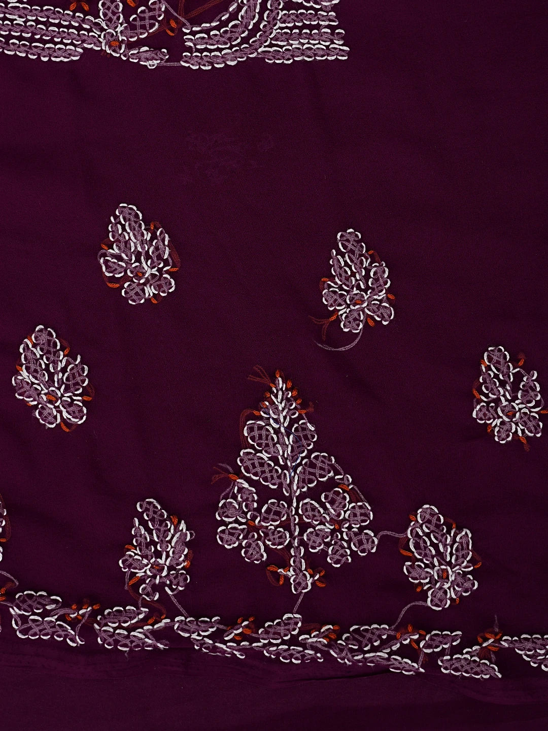 Ada Hand Embroidered Wine Georgette Lucknowi Chikankari Unstitched Suit Piece 01A872112