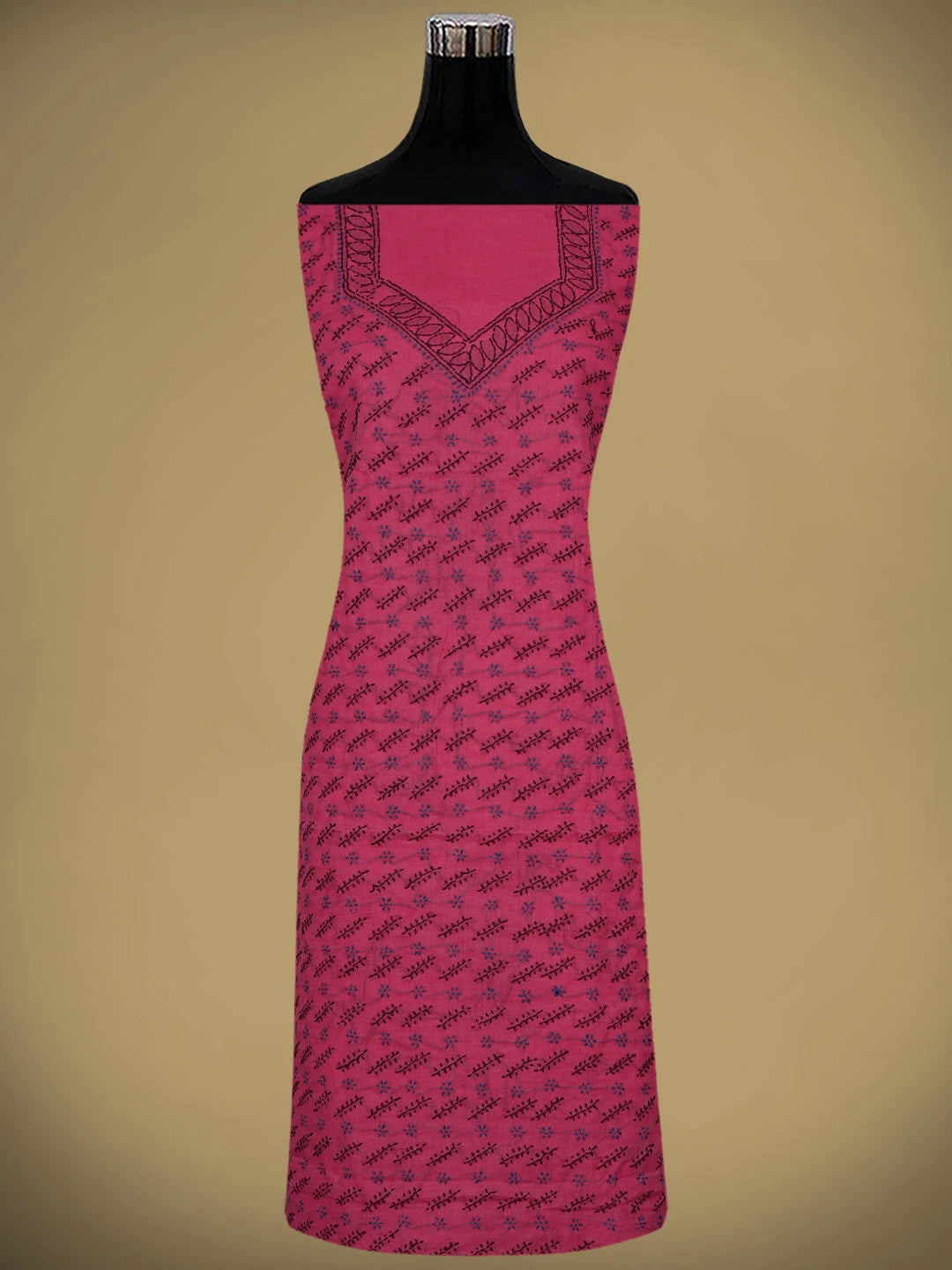 Ada Hand Embroidered Magenta Cotton Lucknowi Chikankari Unstitched Suit Piece 01A893907