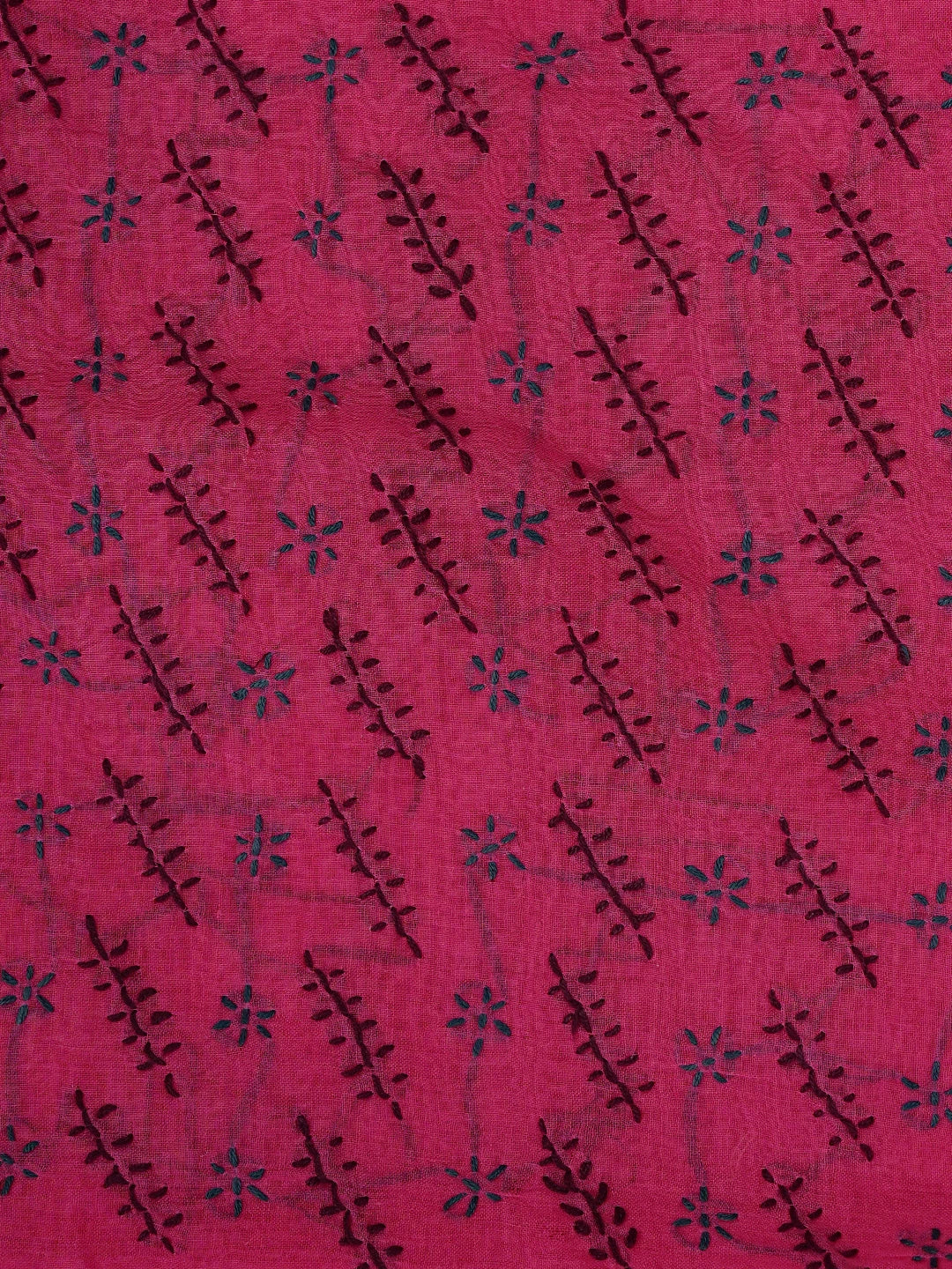 Ada Hand Embroidered Magenta Cotton Lucknowi Chikankari Unstitched Suit Piece 01A893907