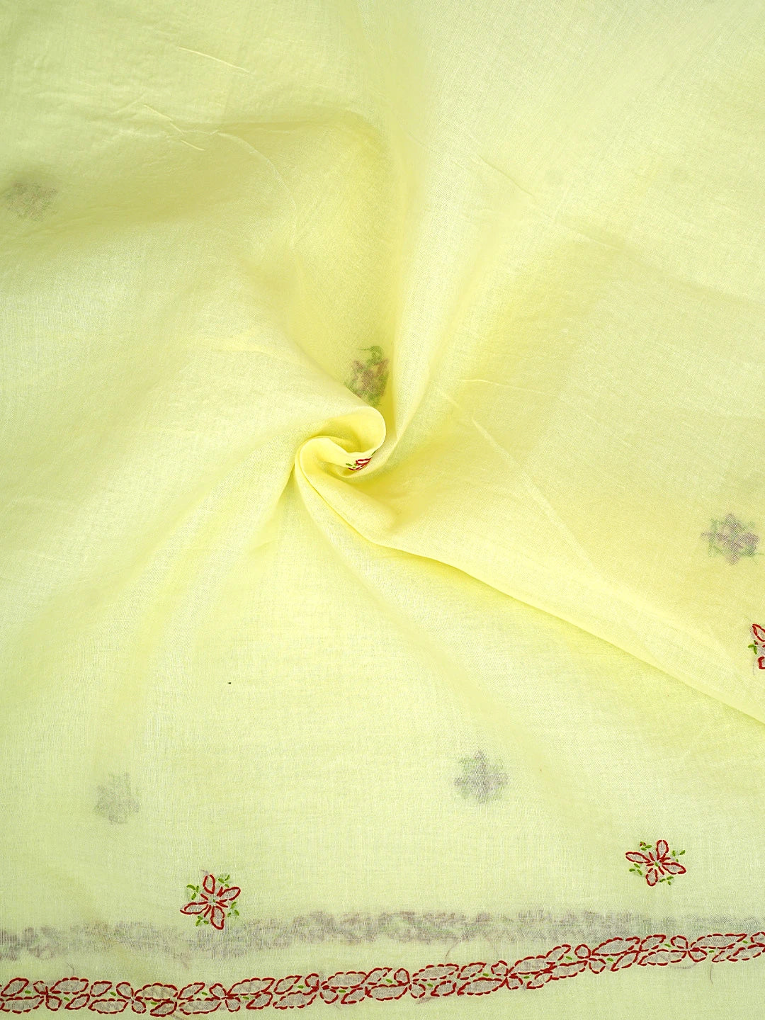 Ada Hand Embroidered Lemon Cotton Lucknowi Chikankari Unstitched Suit Piece 01A893899