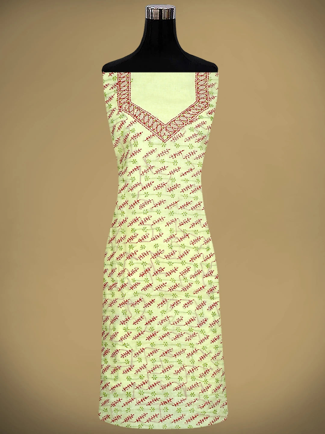 Ada Hand Embroidered Lemon Cotton Lucknowi Chikankari Unstitched Suit Piece 01A893899
