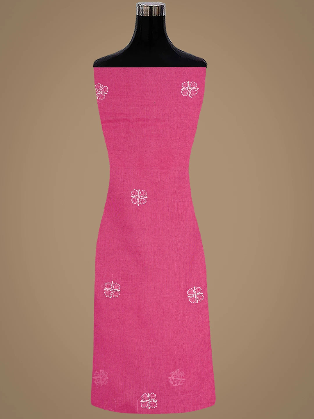 Ada Hand Embroidered Onion Pink Cotton Lucknowi Chikankari Unstitched Suit Piece 01A887912