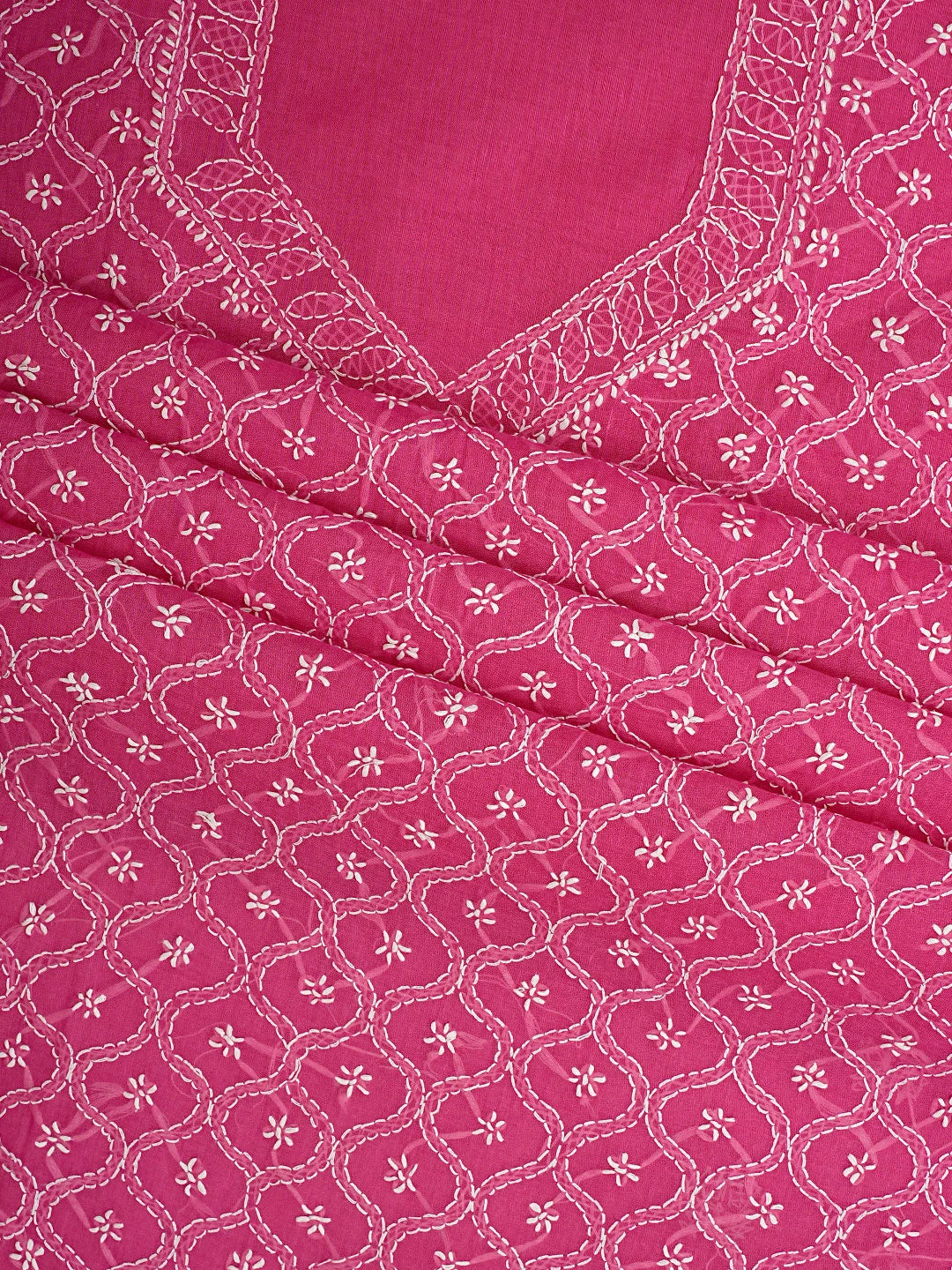 Ada Hand Embroidered Onion Pink Cotton Lucknowi Chikankari Unstitched Suit Piece 01A887912