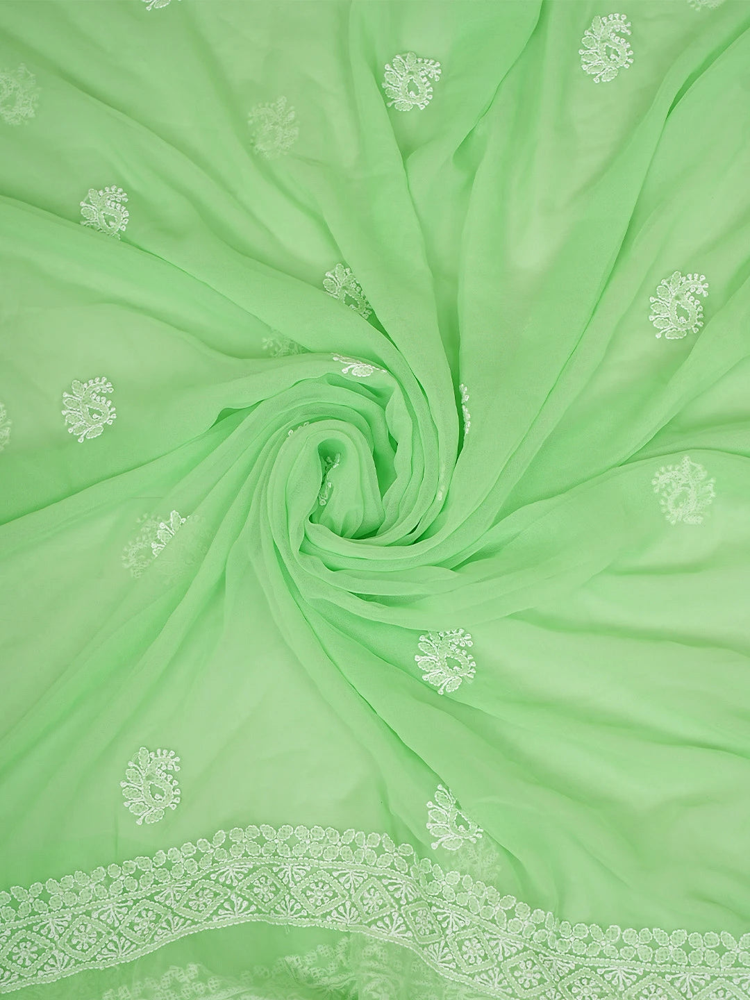 Ada Hand Embroidered Light Green Georgette Lucknowi Chikankari Unstitched Suit Piece 01A820076