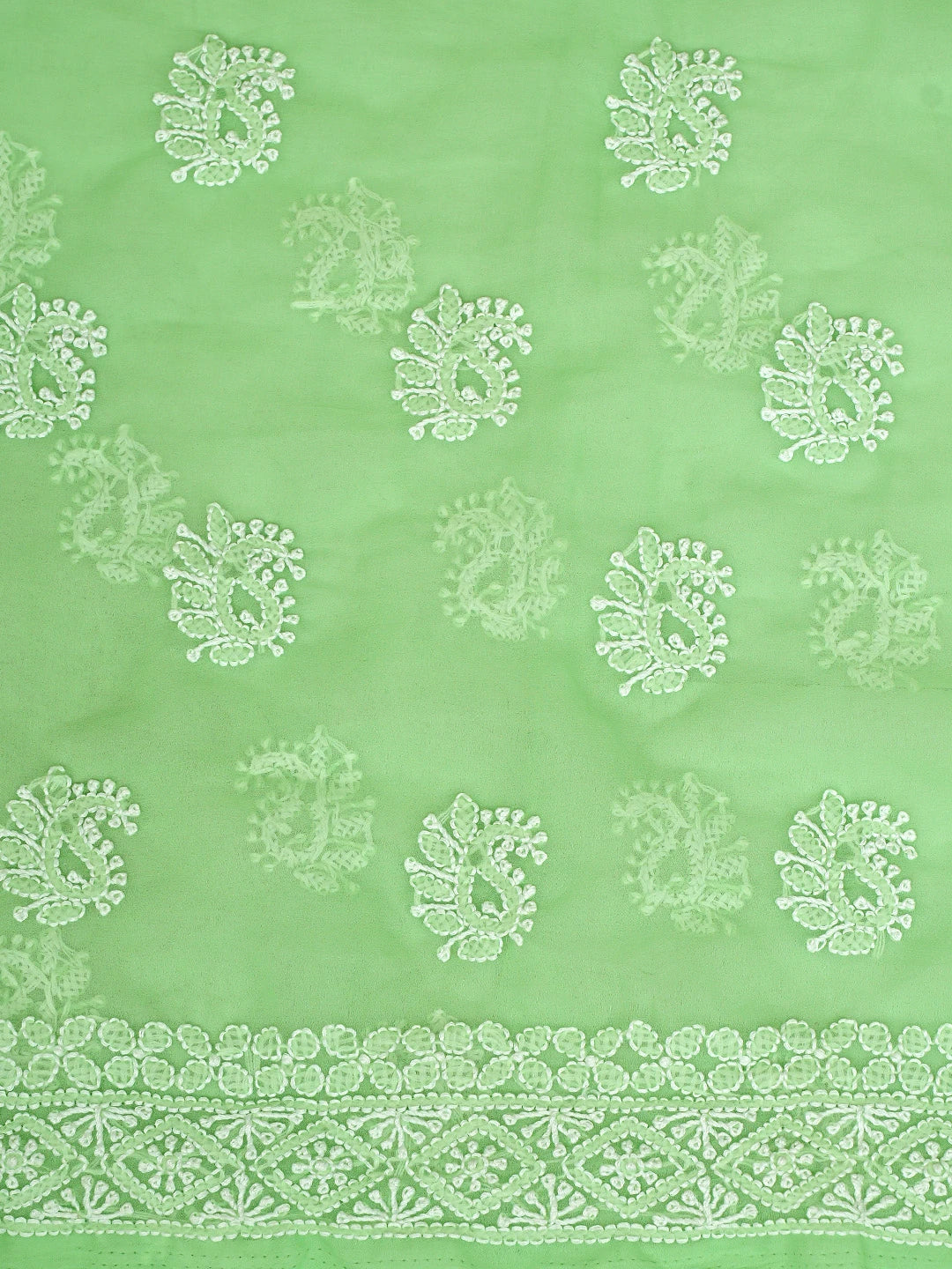 Ada Hand Embroidered Light Green Georgette Lucknowi Chikankari Unstitched Suit Piece 01A820076