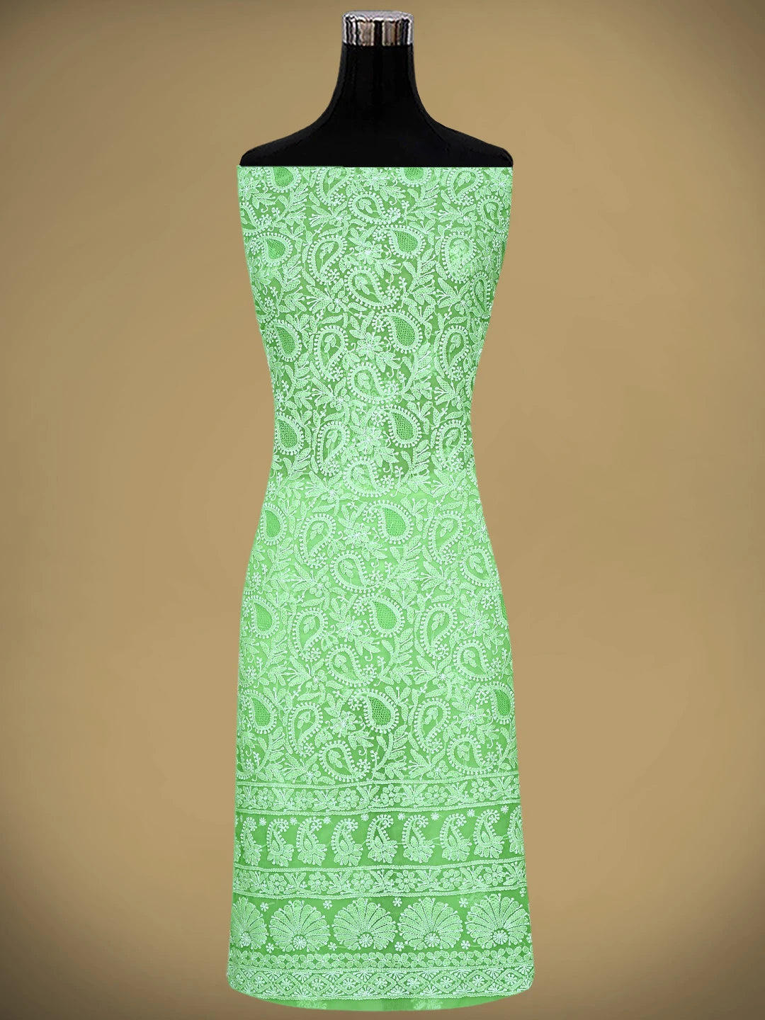 Ada Hand Embroidered Light Green Georgette Lucknowi Chikankari Unstitched Suit Piece 01A820076