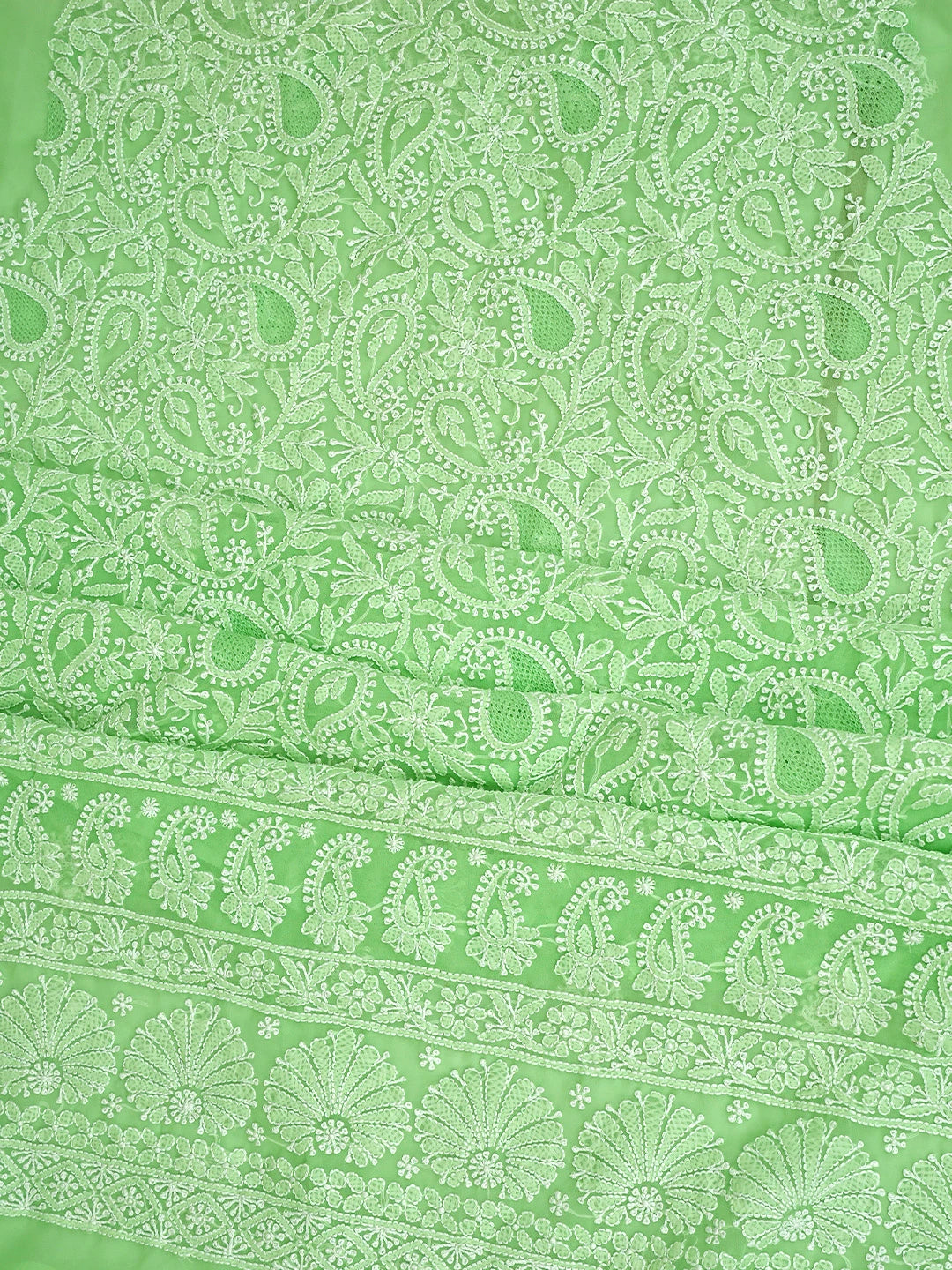 Ada Hand Embroidered Light Green Georgette Lucknowi Chikankari Unstitched Suit Piece 01A820076