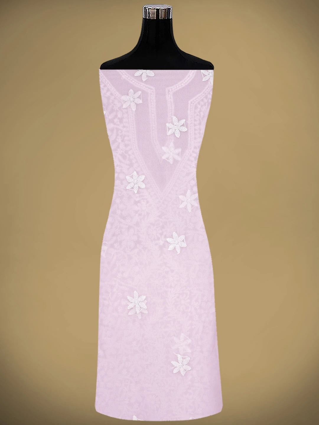 Ada Hand Embroidered Pink Georgette Lucknowi Chikankari Unstitched Suit Piece 01A823332