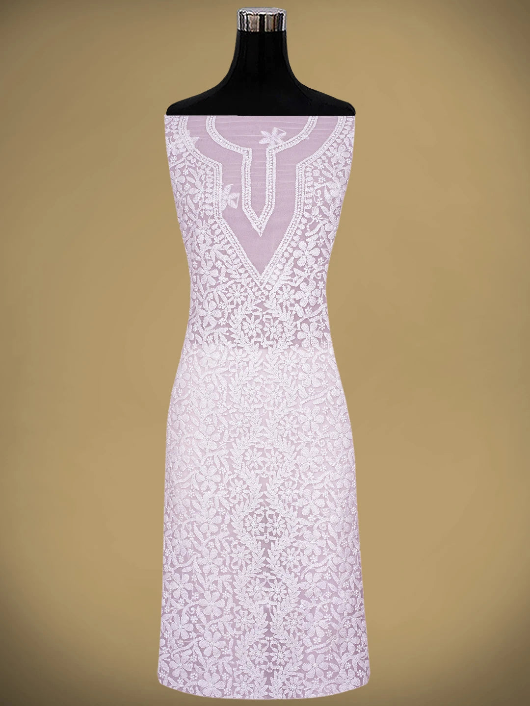 Ada Hand Embroidered Pink Georgette Lucknowi Chikankari Unstitched Suit Piece 01A823332