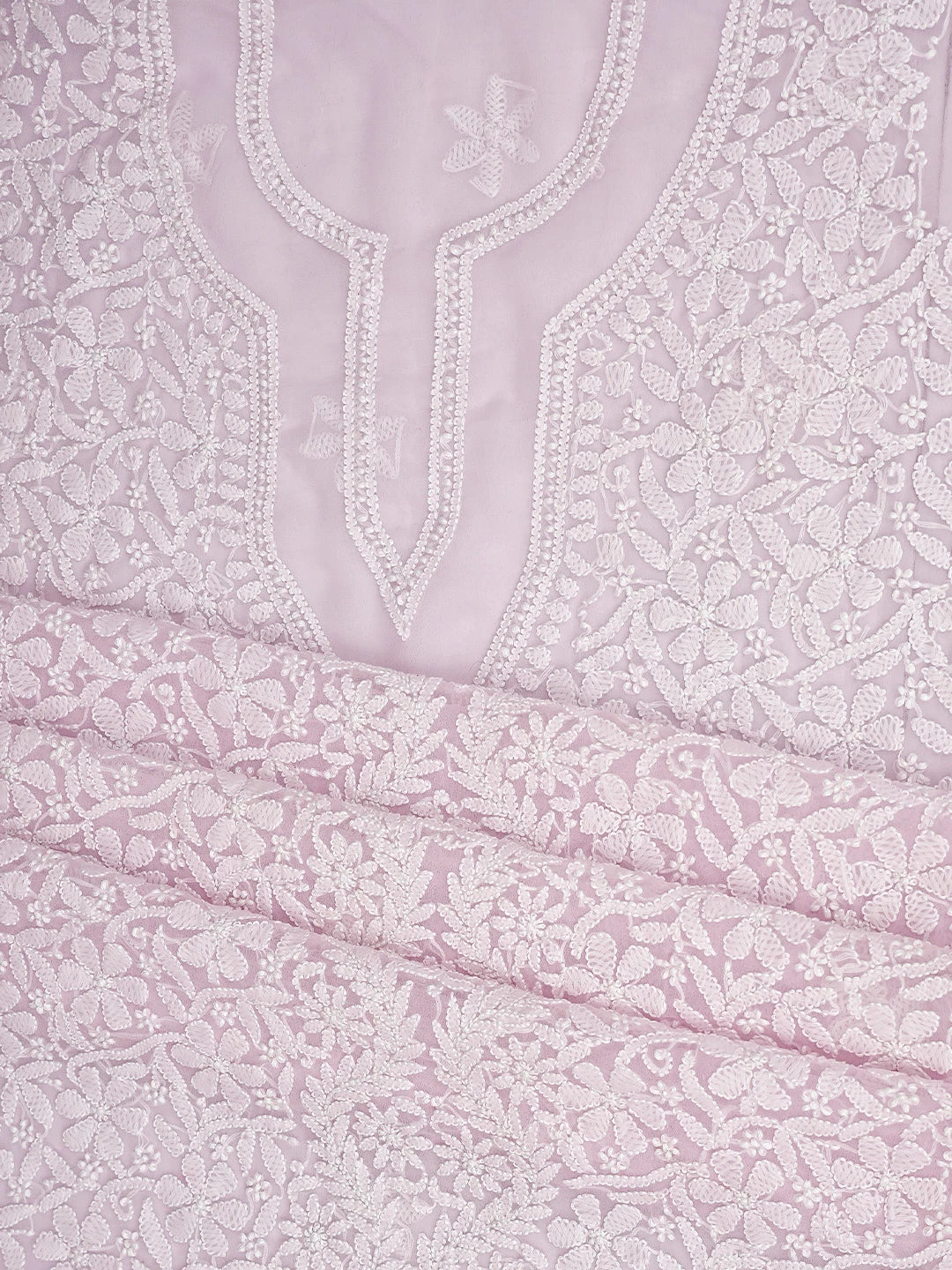 Ada Hand Embroidered Pink Georgette Lucknowi Chikankari Unstitched Suit Piece 01A823332