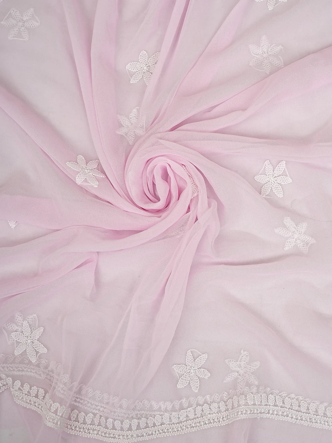 Ada Hand Embroidered Pink Georgette Lucknowi Chikankari Unstitched Suit Piece 01A823332