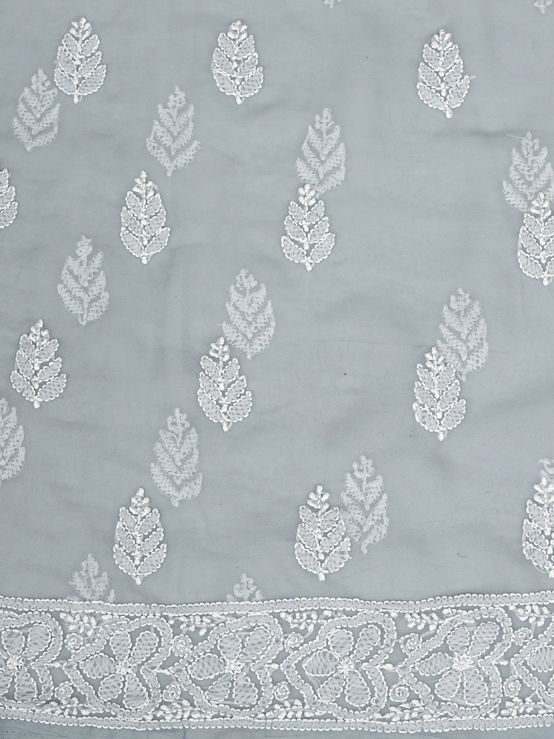 Ada Hand Embroidered Grey Georgette Lucknowi Chikankari Unstitched Suit Piece 01A835631