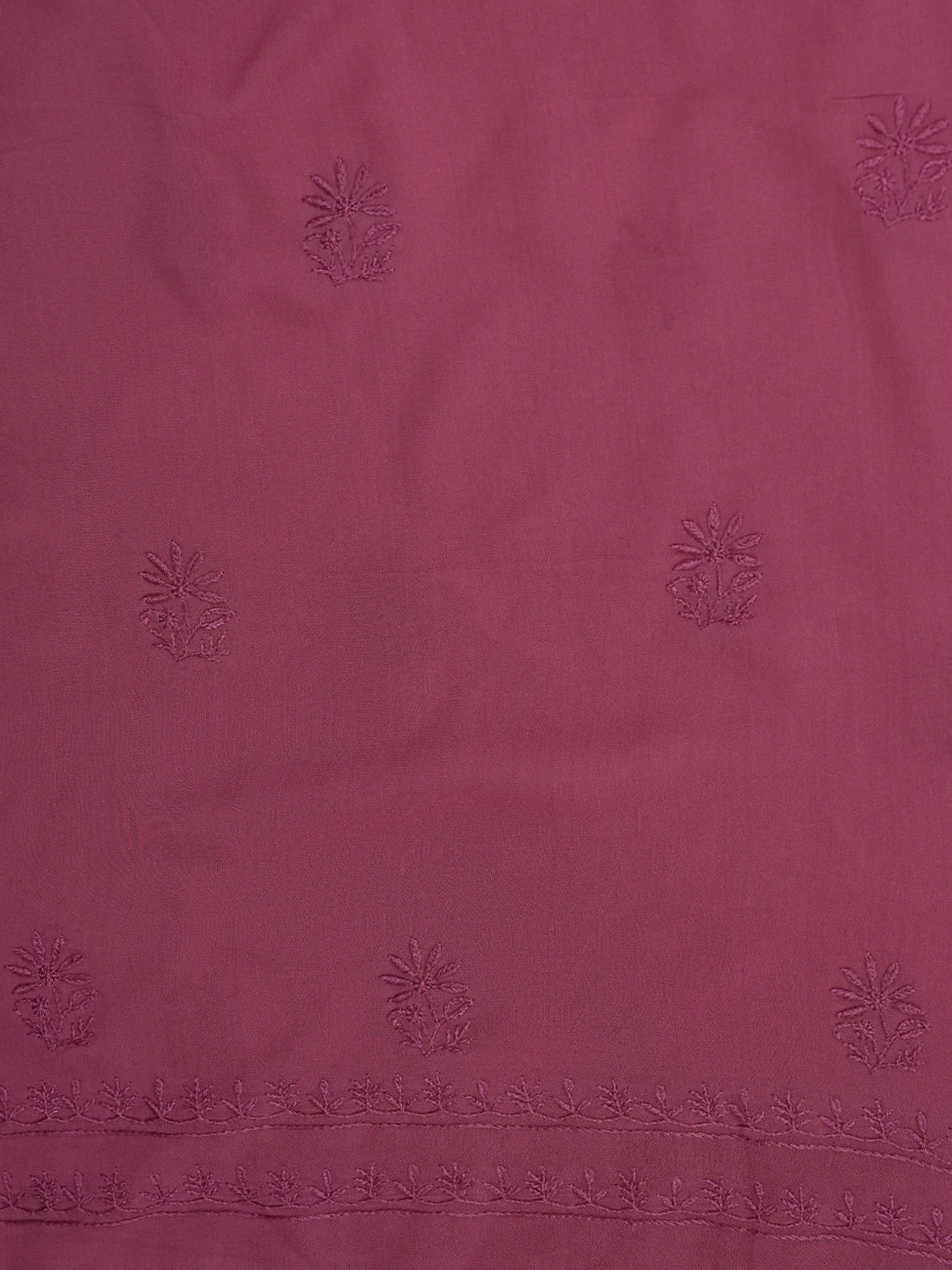Ada Hand Embroidered Cordovan Red Viscose Georgette Lucknowi Chikankari Unstitched Kurta Dupatta Set 01A865536