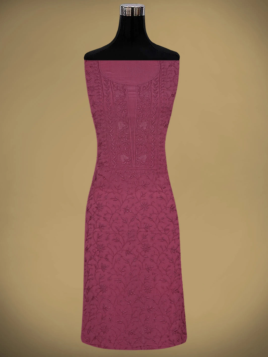 Ada Hand Embroidered Cordovan Red Viscose Georgette Lucknowi Chikankari Unstitched Kurta Dupatta Set 01A865536