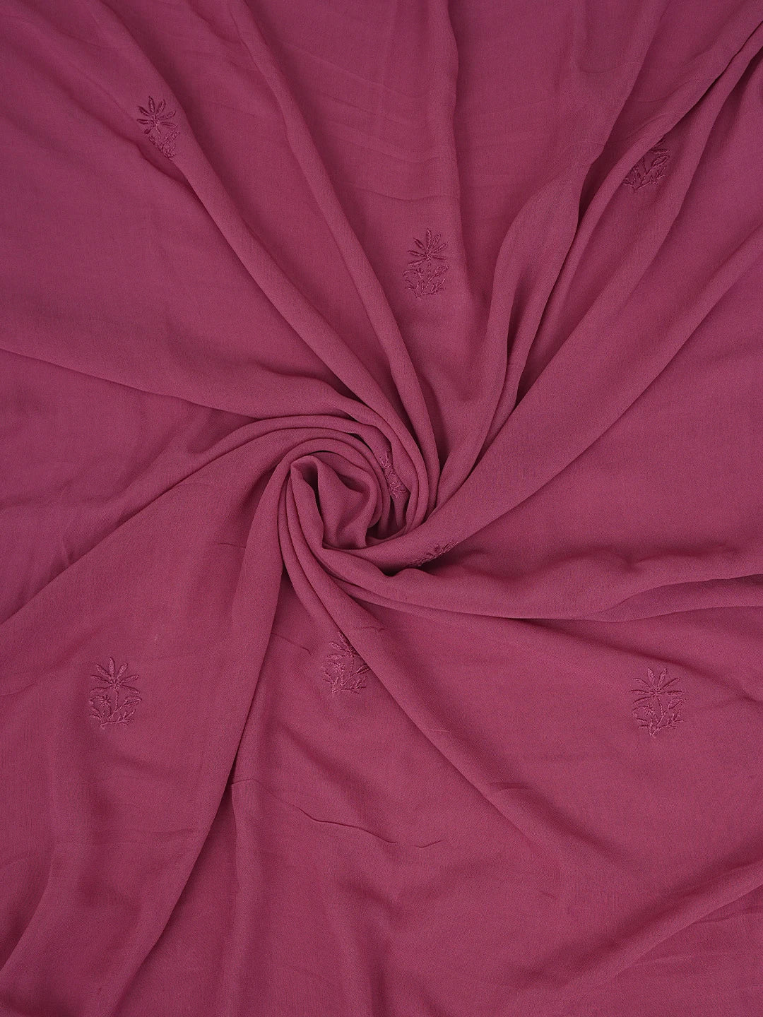Ada Hand Embroidered Cordovan Red Viscose Georgette Lucknowi Chikankari Unstitched Kurta Dupatta Set 01A865536