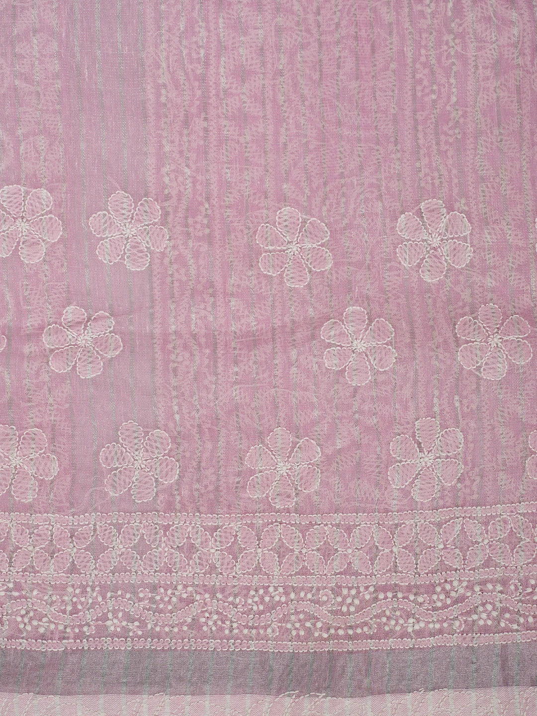Ada Hand Embroidered Pink Tissue Lucknowi Chikankari Saree With Blouse 01A879557