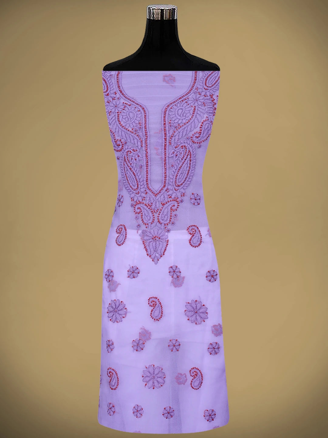 Ada Hand Embroidered Mauve Georgette Lucknowi Chikankari Unstitched Suit Piece 01A798270