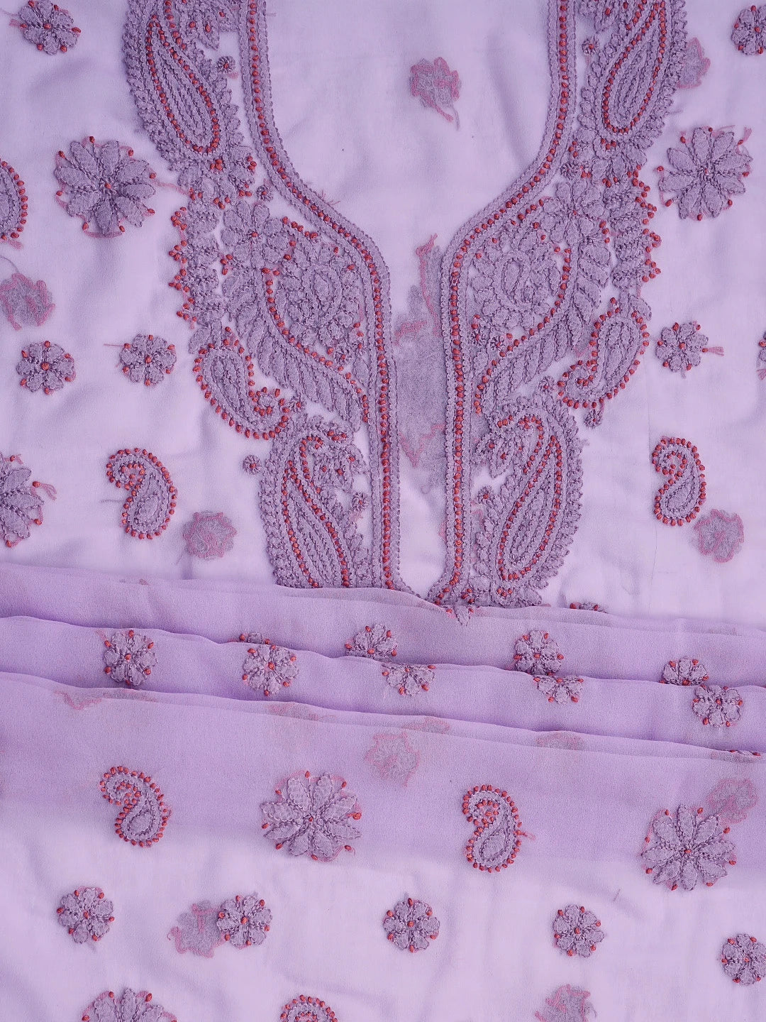 Ada Hand Embroidered Mauve Georgette Lucknowi Chikankari Unstitched Suit Piece 01A798270