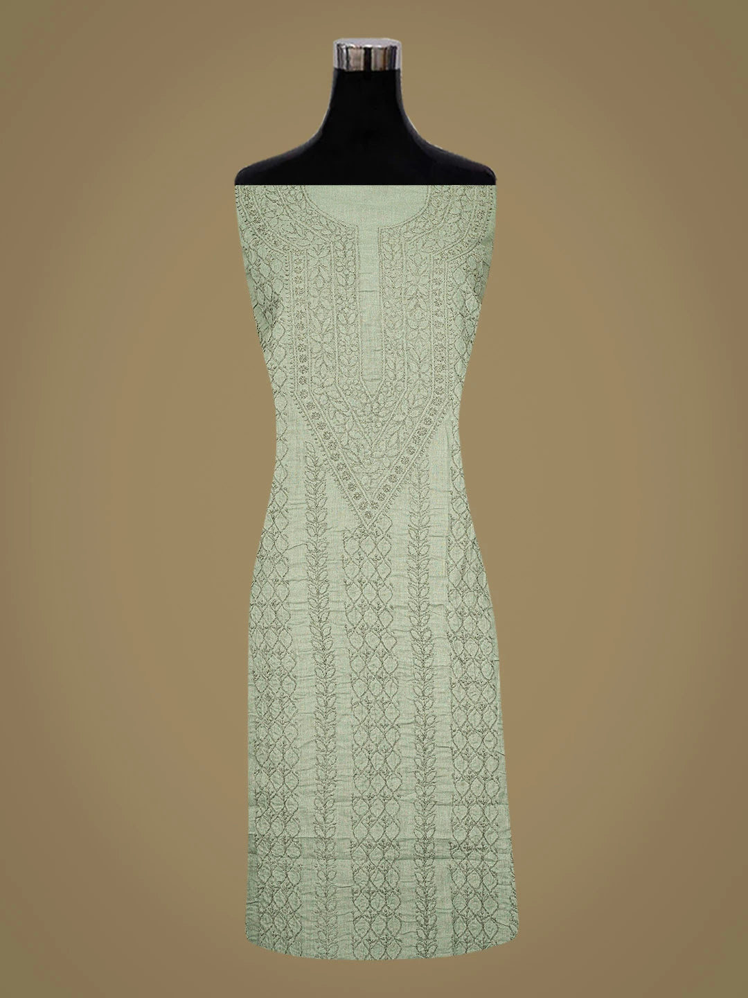 Ada Hand Embroidered Green Cotton Lucknowi Chikankari Unstitched Kurta Piece 01A873447