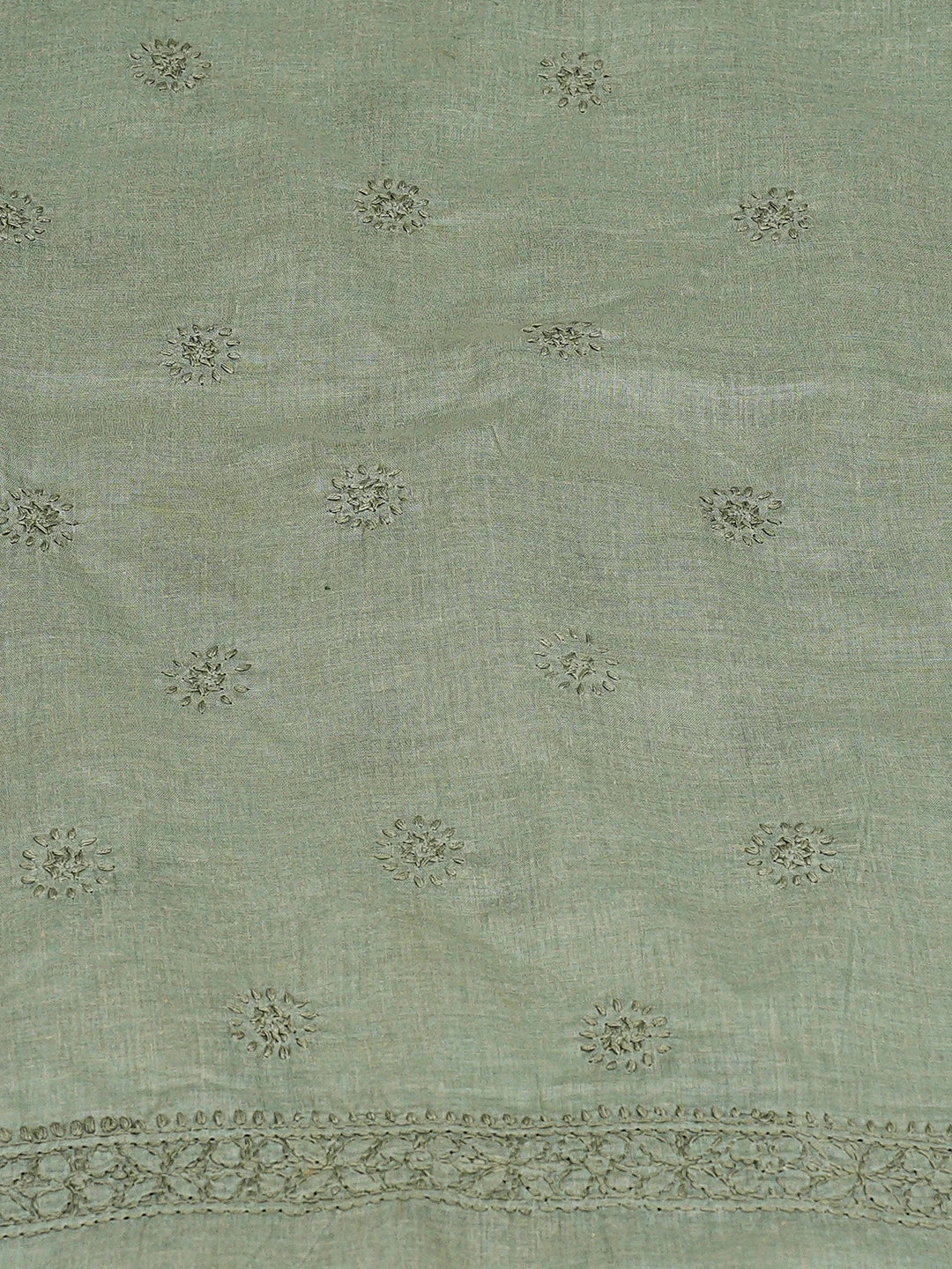 Ada Hand Embroidered Green Cotton Lucknowi Chikankari Unstitched Kurta Piece 01A873447