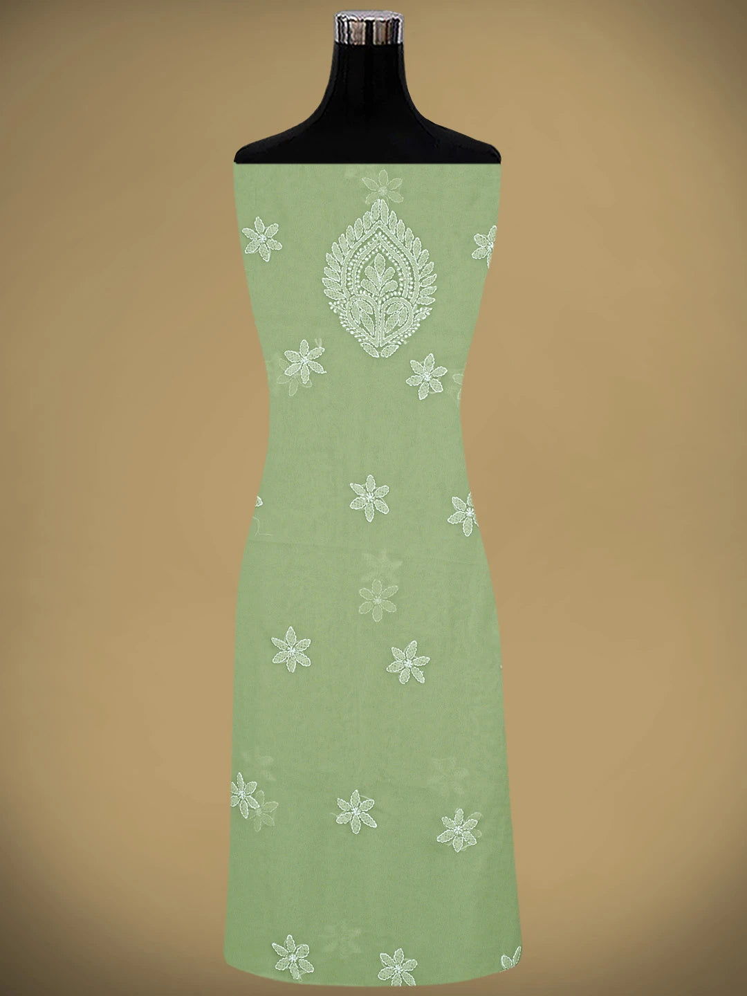 Ada Hand Embroidered Moss Green Georgette Lucknowi Chikankari Unstitched Suit Piece 01A867806