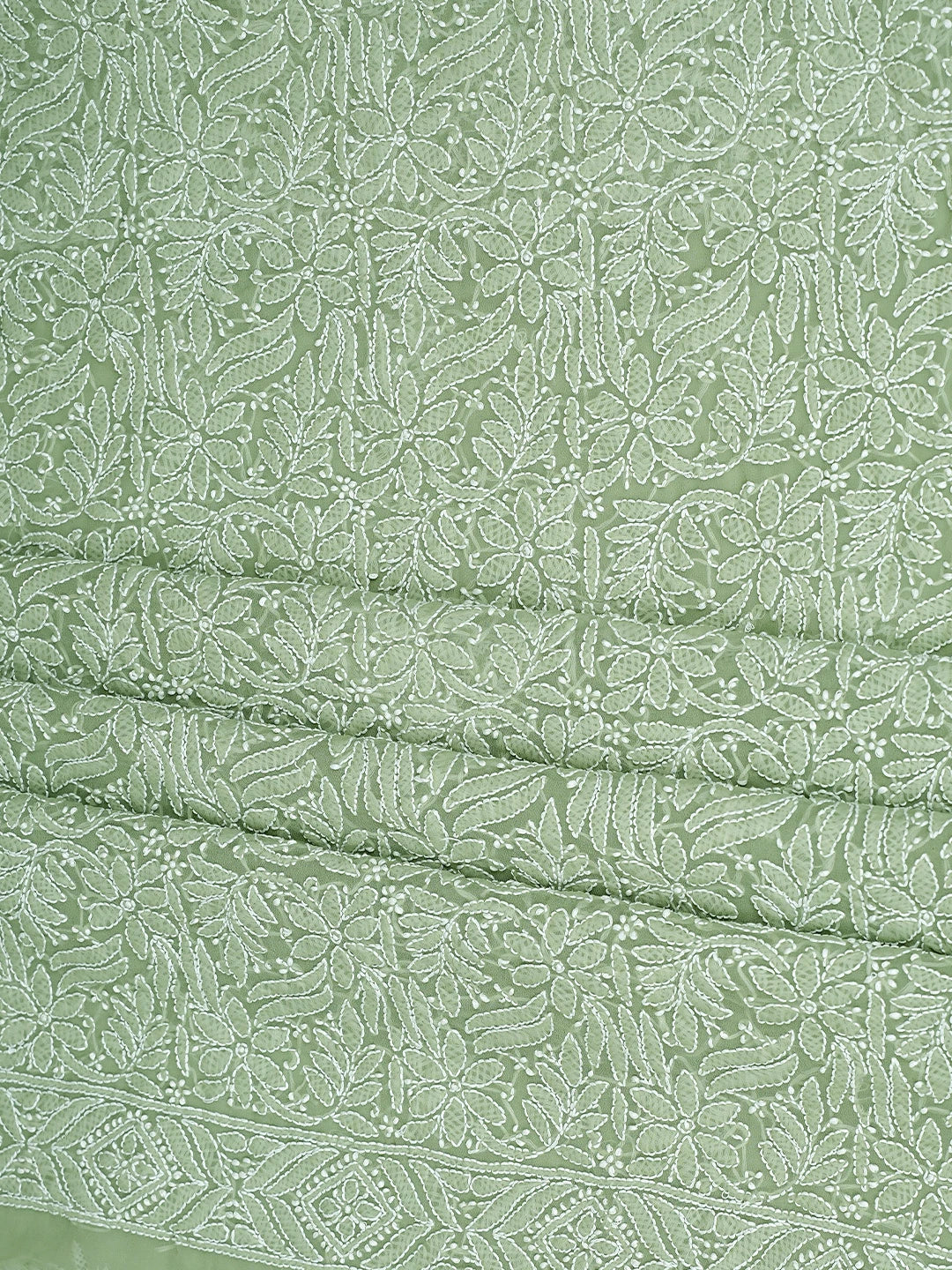 Ada Hand Embroidered Moss Green Georgette Lucknowi Chikankari Unstitched Suit Piece 01A867806