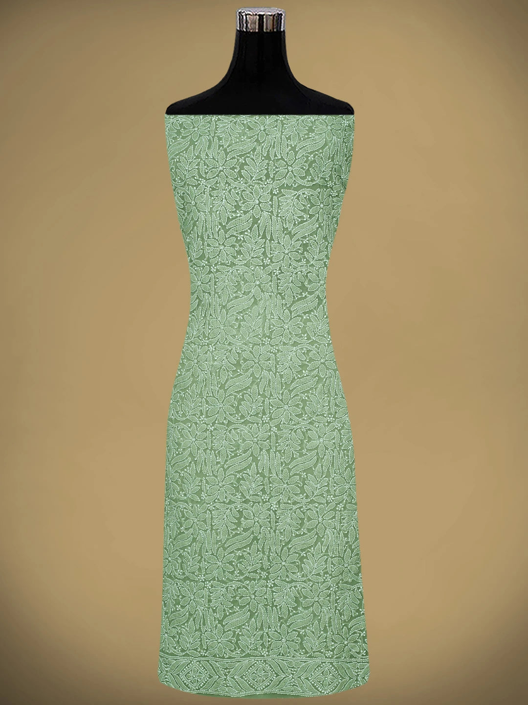 Ada Hand Embroidered Moss Green Georgette Lucknowi Chikankari Unstitched Suit Piece 01A867806