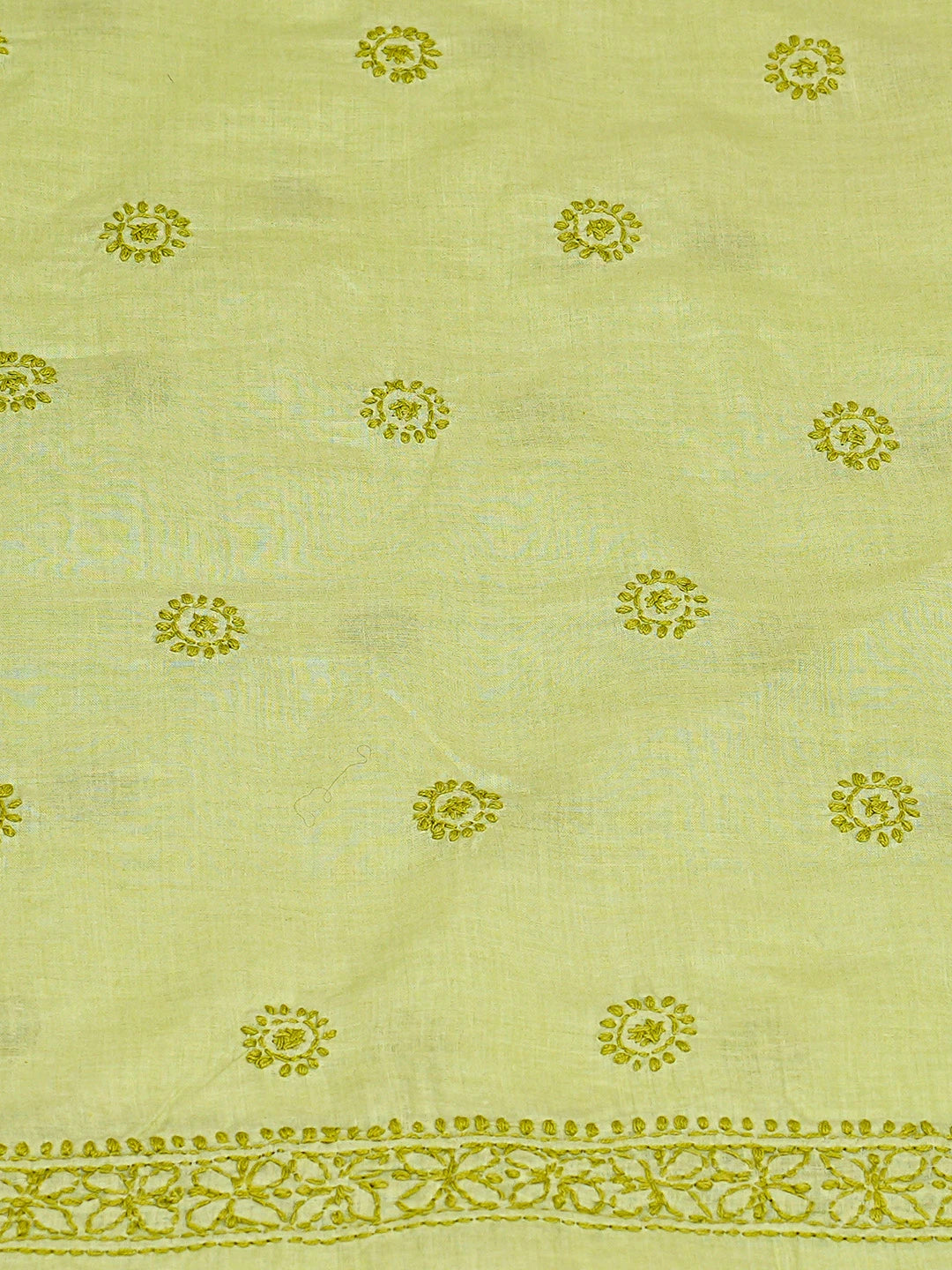 Ada Hand Embroidered Green Cotton Lucknowi Chikankari Unstitched Kurta Piece 01A873446