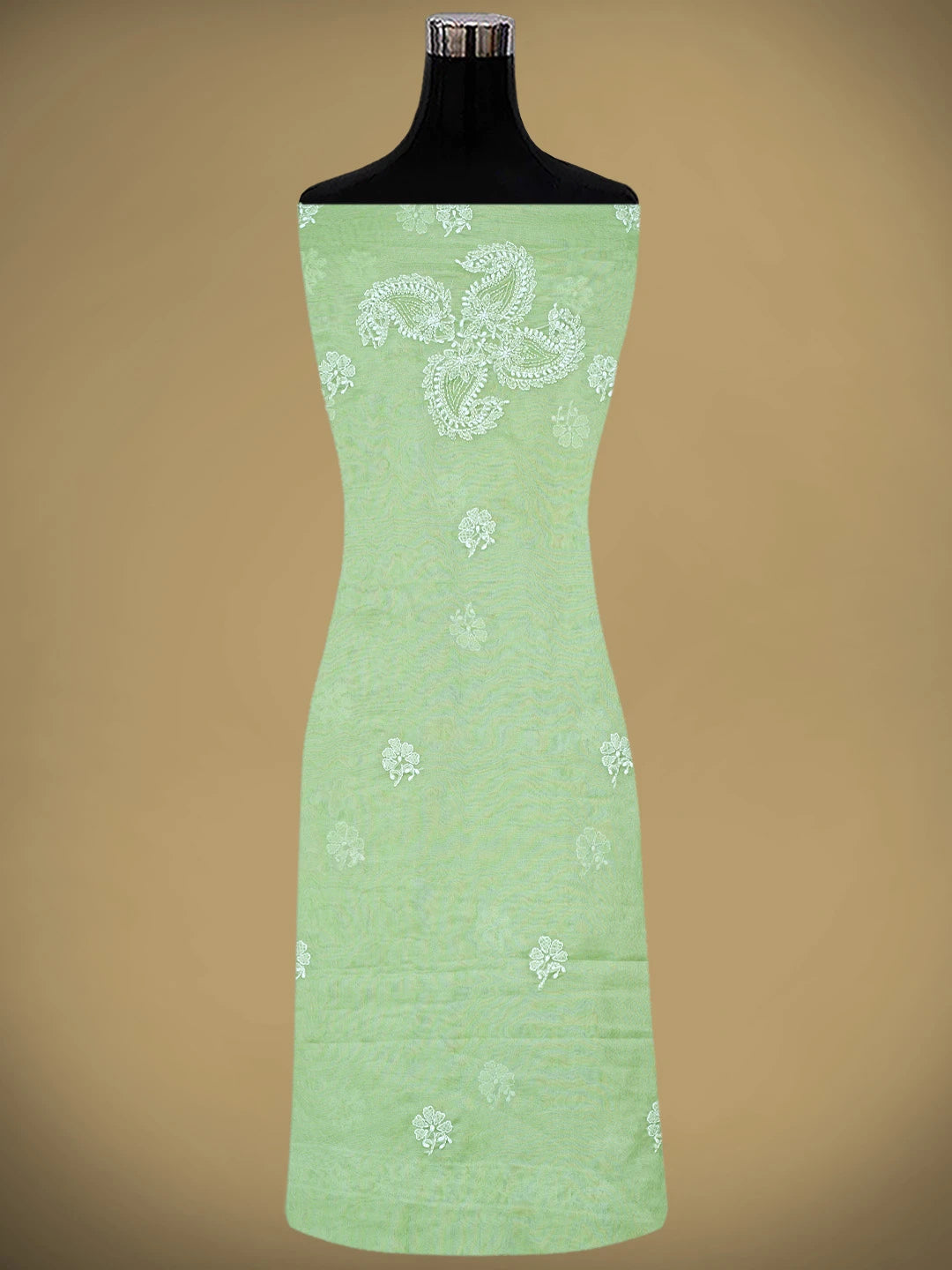 Ada Hand Embroidered Olivine Green Organza Lucknowi Chikankari Unstitched Kurta Dupatta Set With Cutdana Work 01A737539