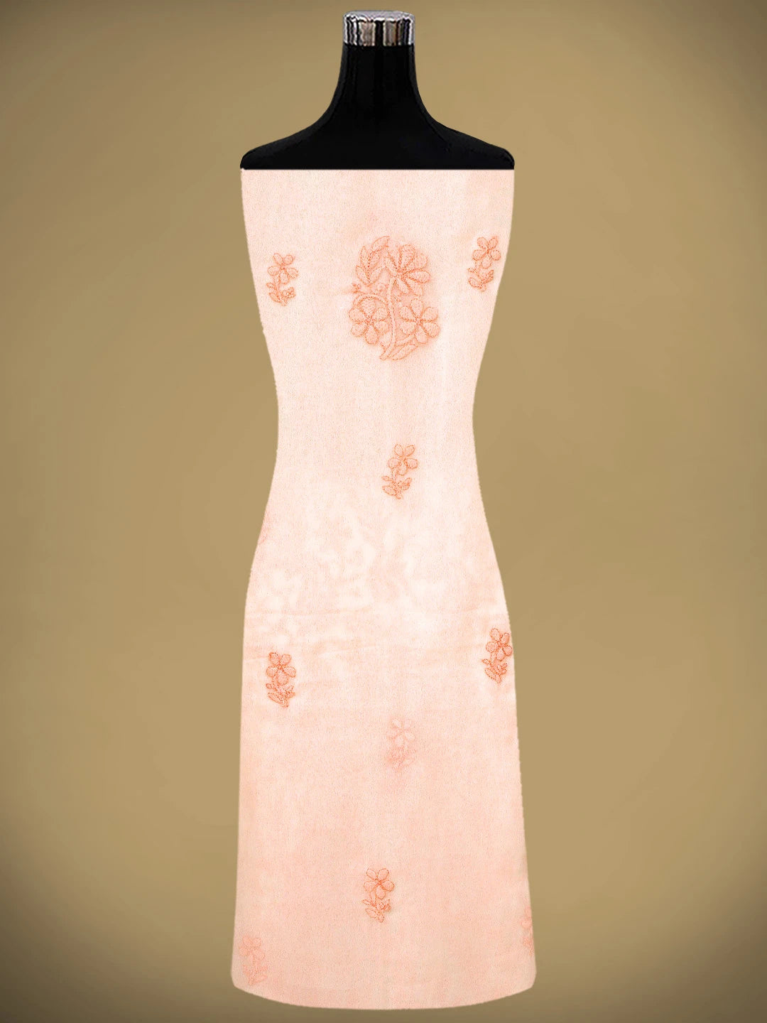 Ada Hand Embroidered Atomic Tangerine Georgette Lucknowi Chikankari Unstitched Suit Piece 01A811303