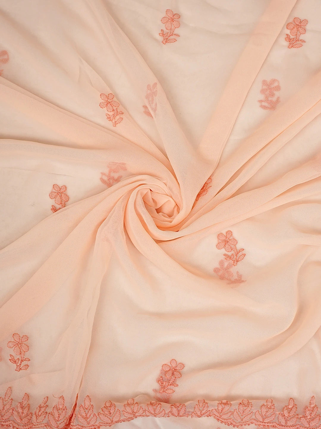 Ada Hand Embroidered Atomic Tangerine Georgette Lucknowi Chikankari Unstitched Suit Piece 01A811303