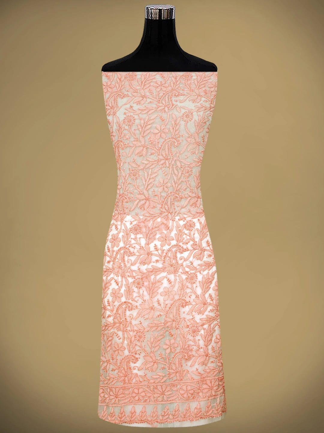 Ada Hand Embroidered Atomic Tangerine Georgette Lucknowi Chikankari Unstitched Suit Piece 01A811303