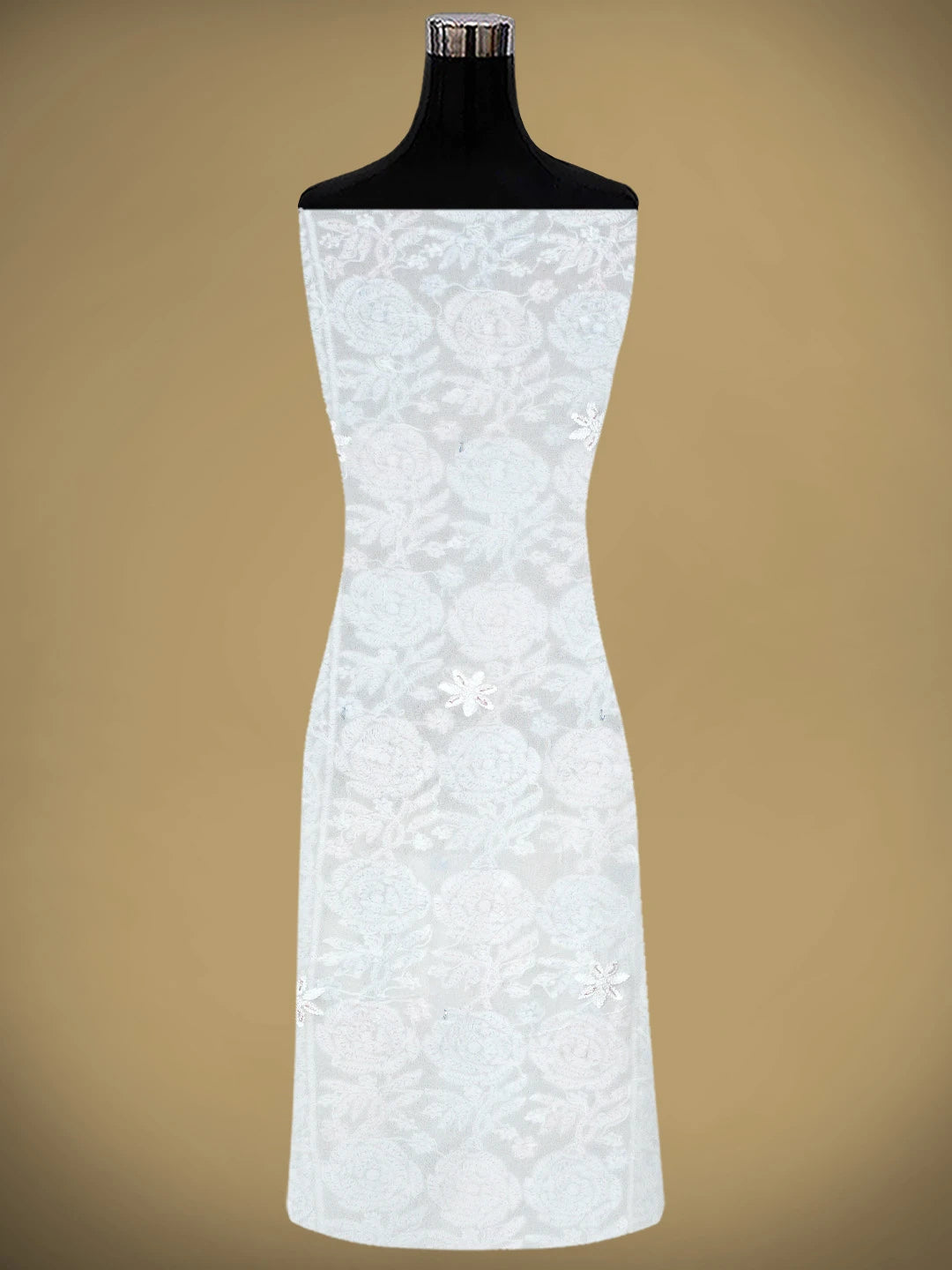 Ada Hand Embroidered White Viscose Georgette Lucknowi Chikankari Unstitched Kurta Dupatta Set With Cutdana Work 01A816511