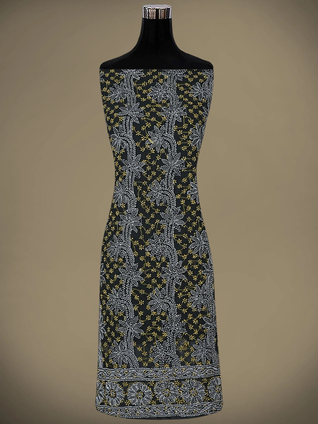 Ada Hand Embroidered Black Georgette Lucknowi Chikankari Unstitched Suit Piece 01A872270